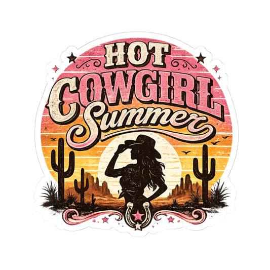 Kiss-Cut Sticker — Hot cowgirl summer at sunset