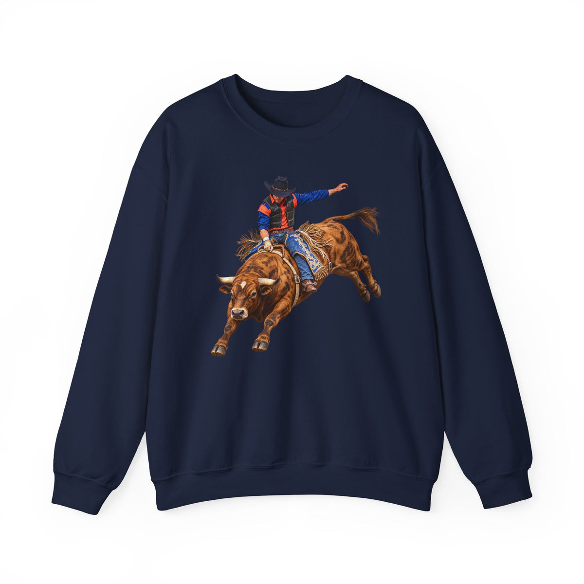 Crewneck Sweatshirt - Cowboys - Bull Rider - Oblique - without Text - 3D Transparent