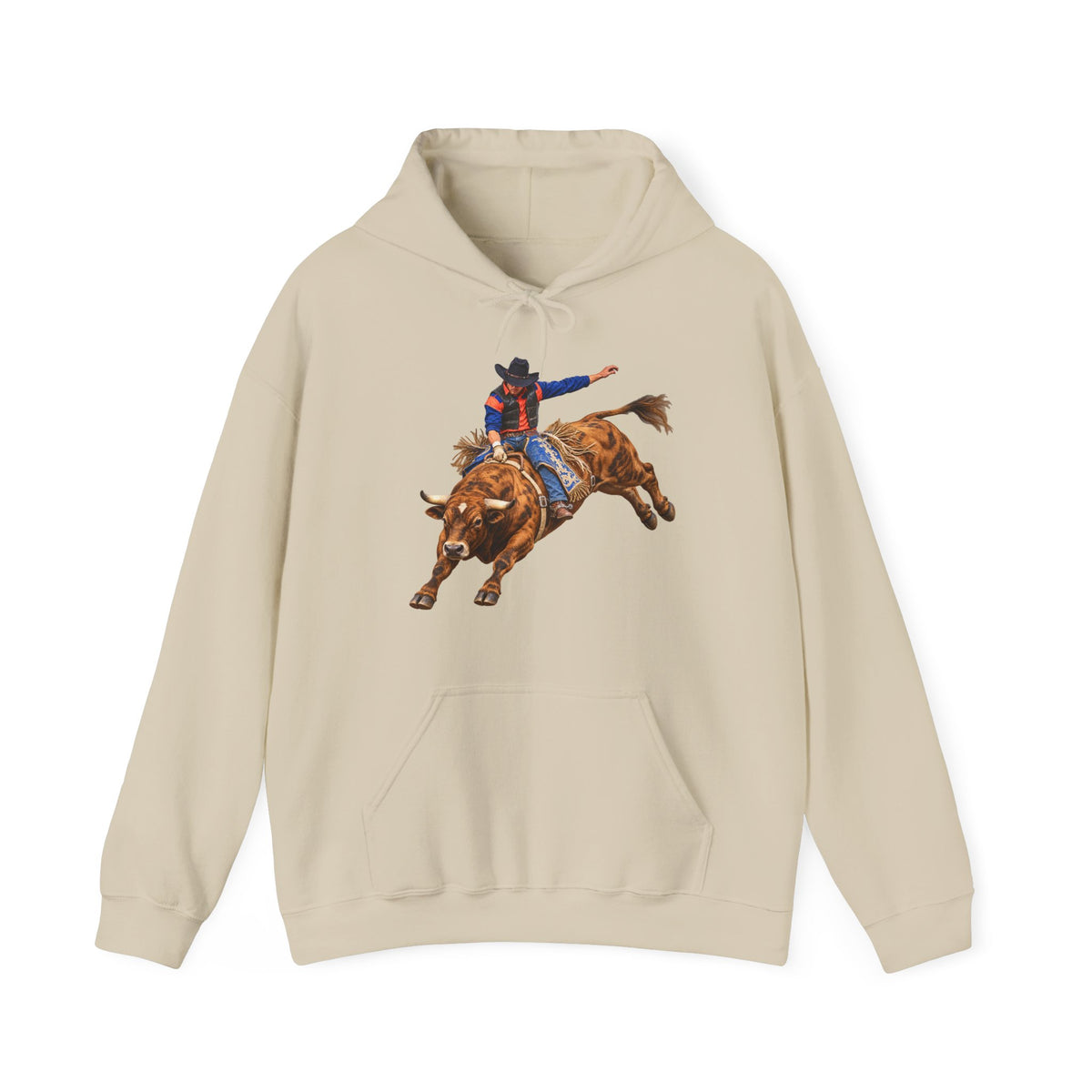 Hoodie — Cowboys - Bull Rider - Oblique - without Text - 3D Transparent