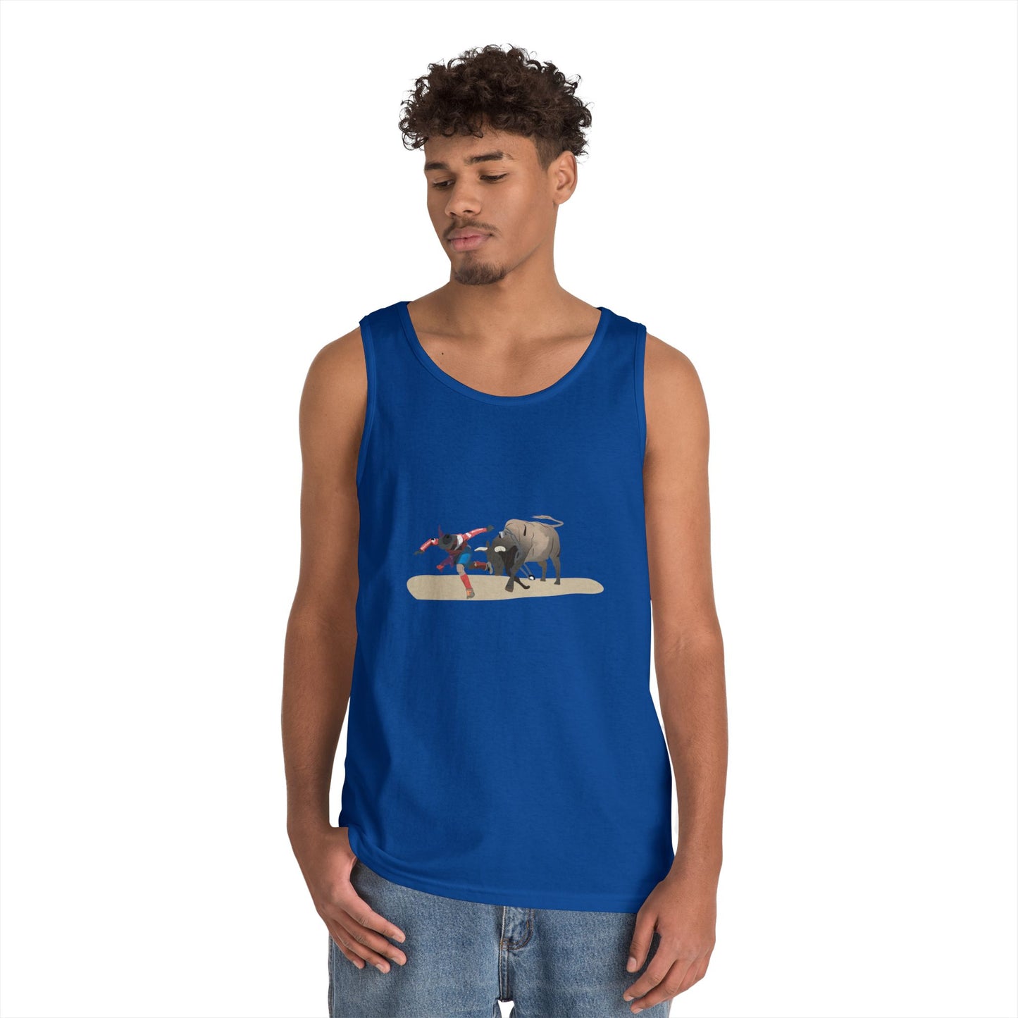 Unisex Heavy Cotton Tank Top - Rodeo - Bull and Clown