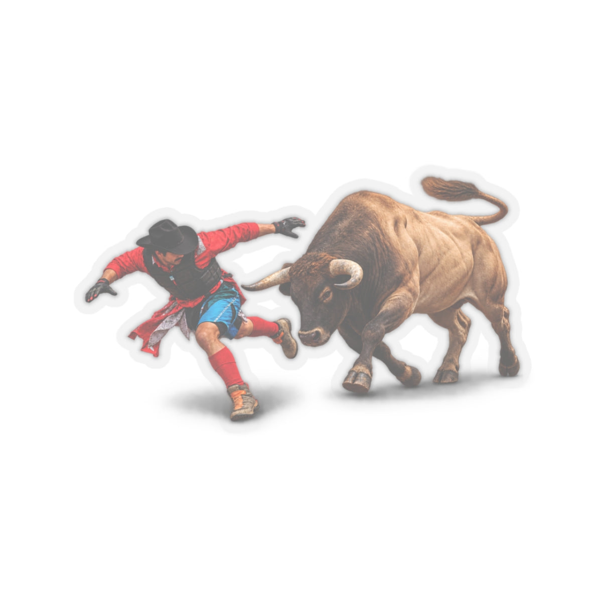 Kiss-Cut Stickers - Rodeo - Bull and Clown - 3D