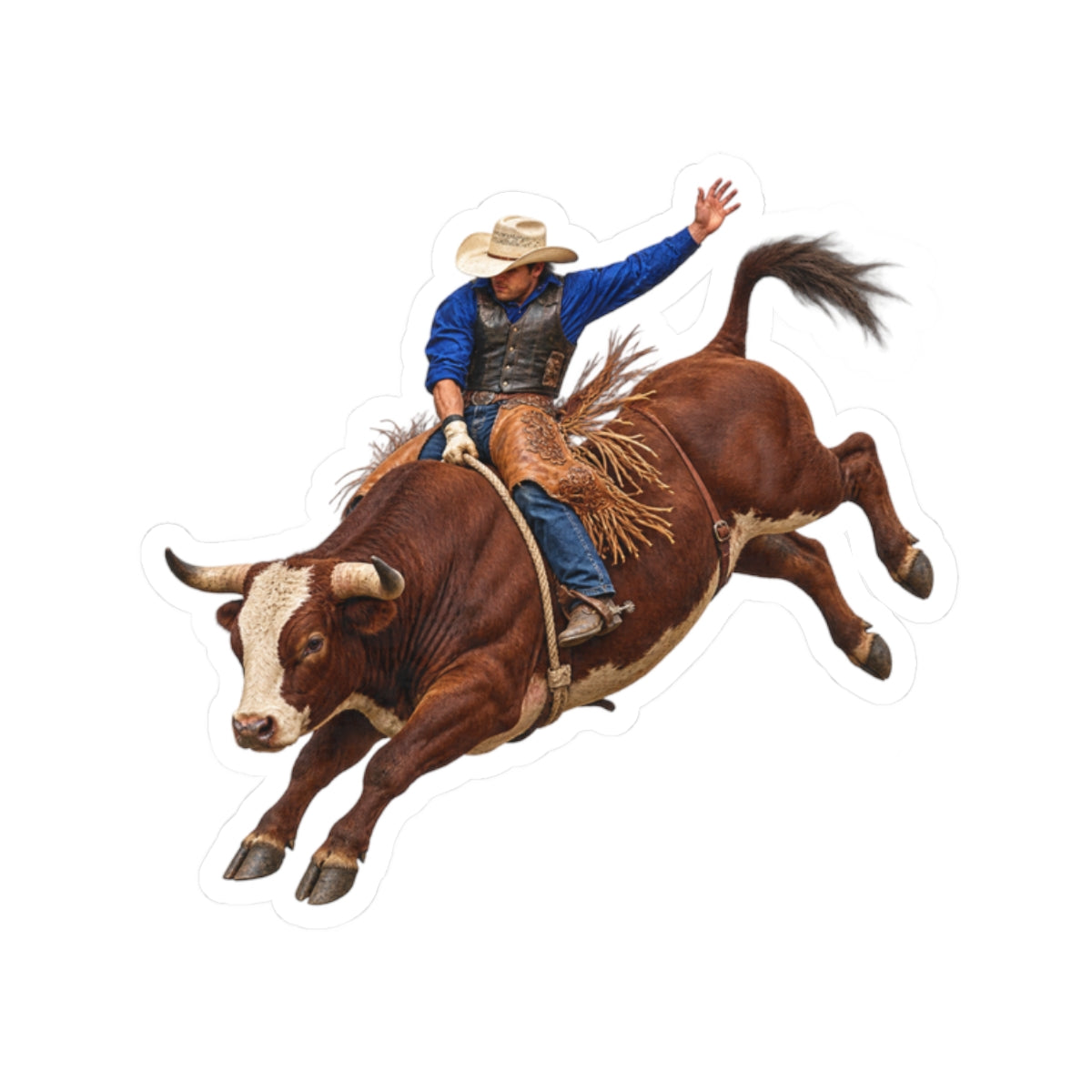Kiss-Cut Stickers - Cowboys - Bull Rider - Mid Ride - without Text - 3D Transparent