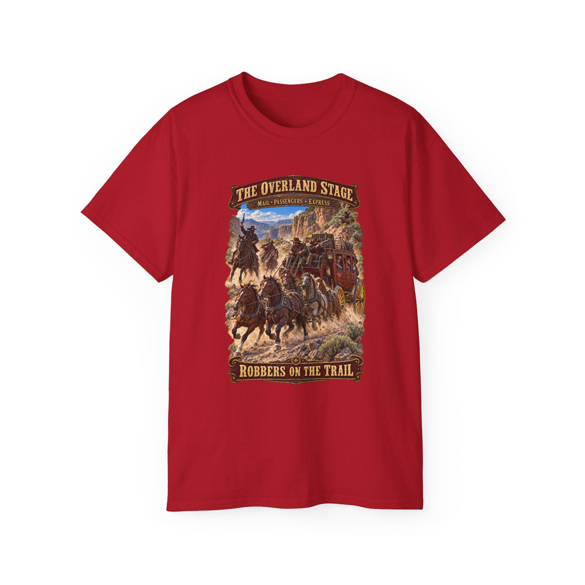 Unisex Ultra Cotton Tee - Overland Stage - Robbers on the Trail - 3D - Enhanced
