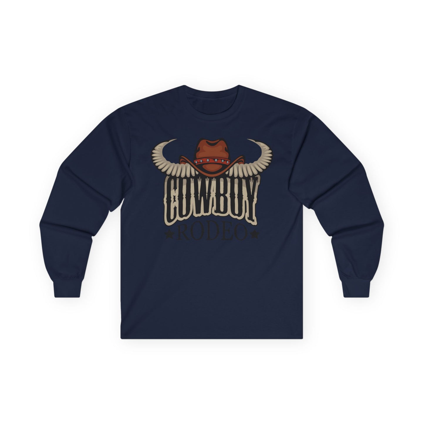 Unisex Ultra Cotton Long Sleeve Tee - Cowboy Rodeo - Horn