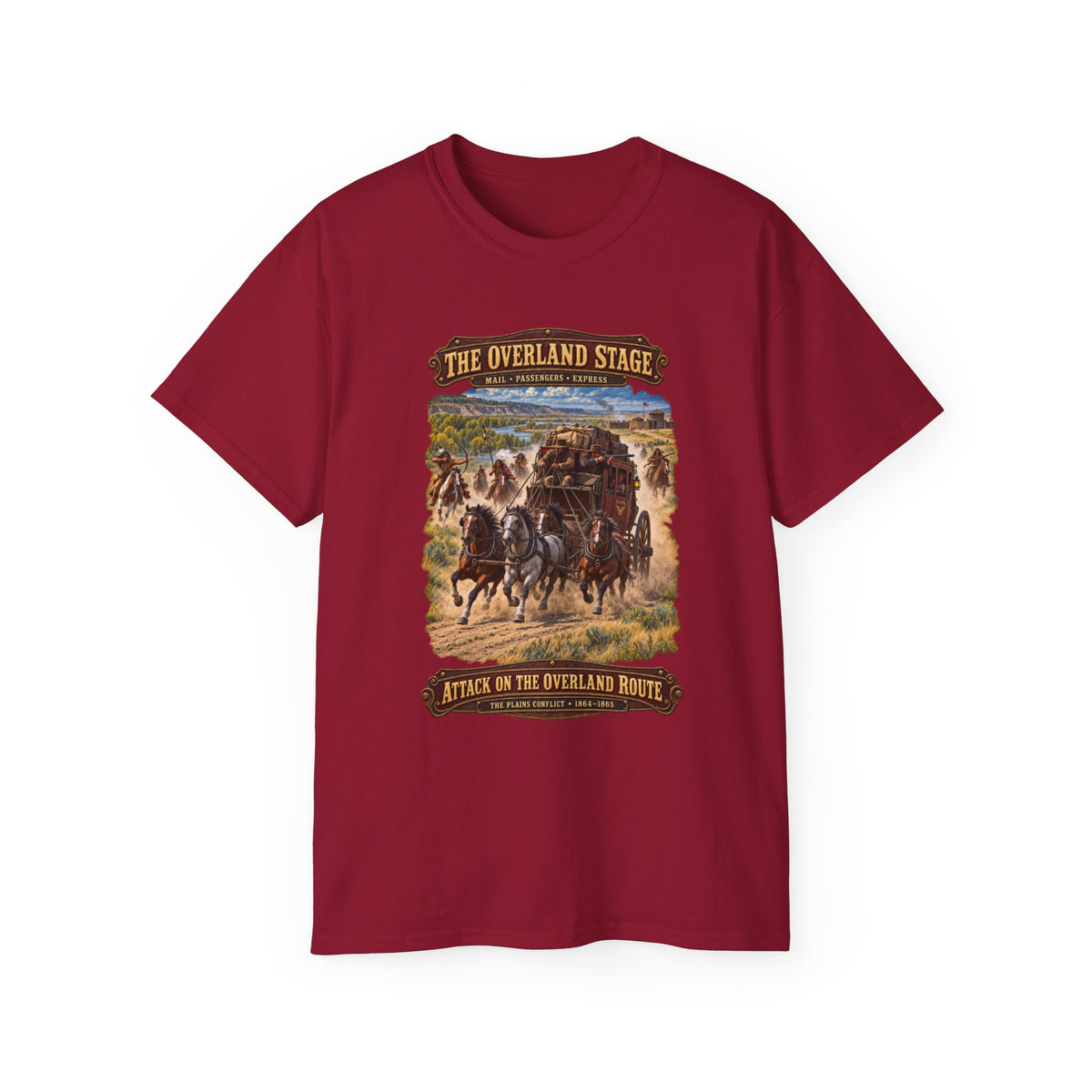 Unisex Ultra Cotton Tee - Overland Stage - Indian Attack on the Trail - 3D - Enhanced