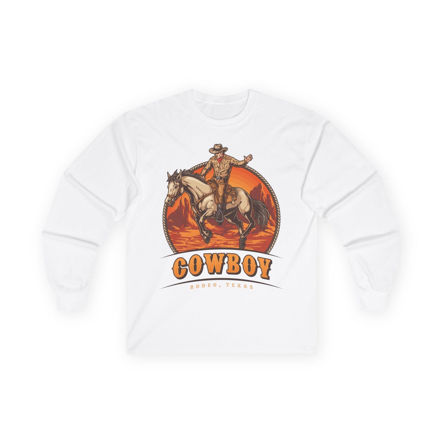 Unisex Ultra Cotton Long Sleeve Tee - Rodeo Cowboy - Texas