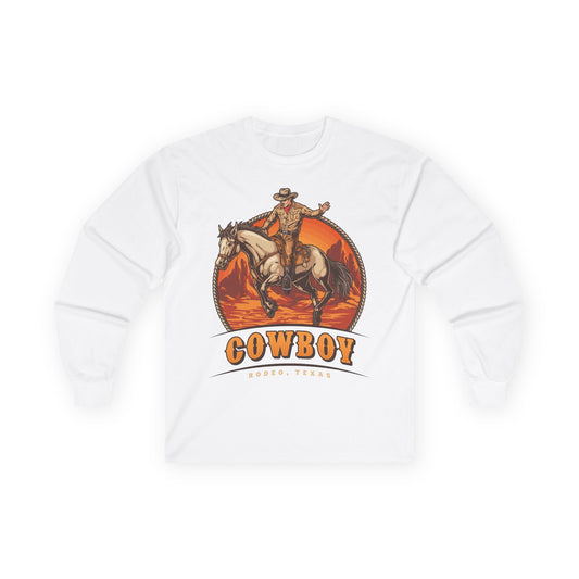 Unisex Ultra Cotton Long Sleeve Tee - Rodeo Cowboy - Texas