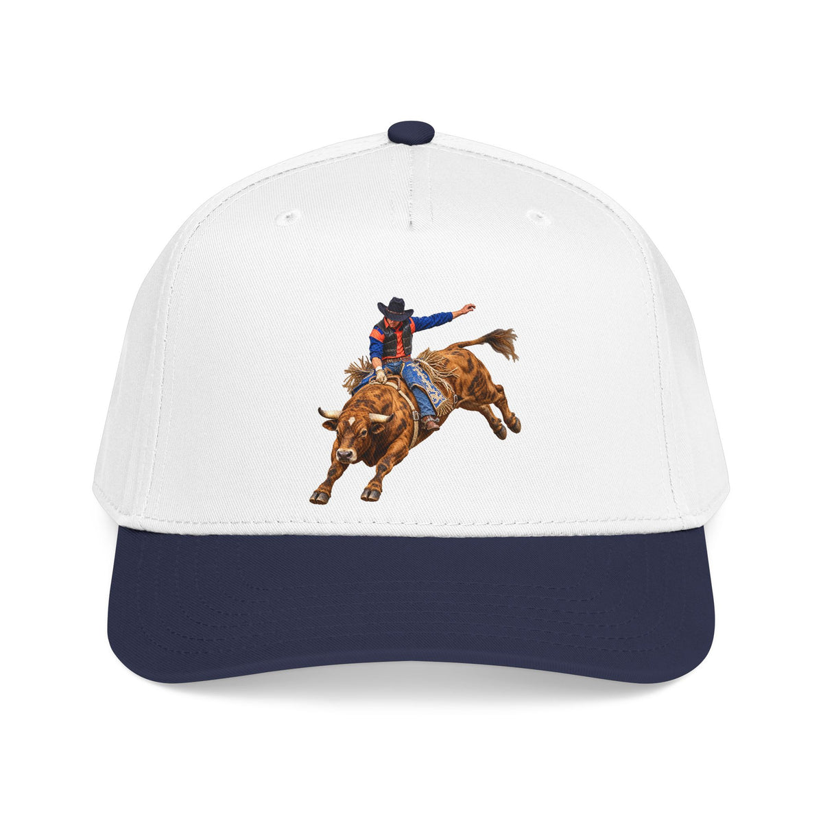 Mid Profile Baseball Cap — Cowboys - Bull Rider - Oblique - without Text - 3D Transparent