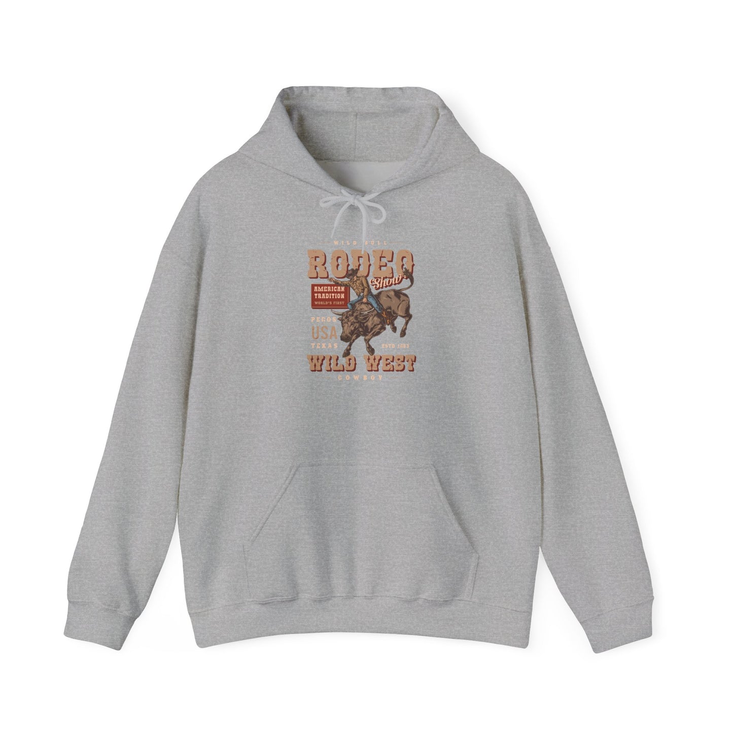 Unisex Hoodie - American Tradition Wild Bull Rodeo Show - Wild West Cowboy, Texas