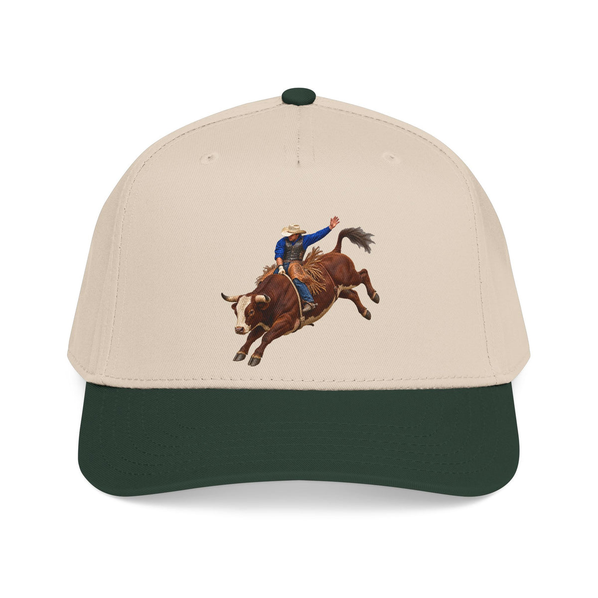 Mid Profile Baseball Cap — Cowboys - Bull Rider - Mid Ride - without Text - 3D Transparent