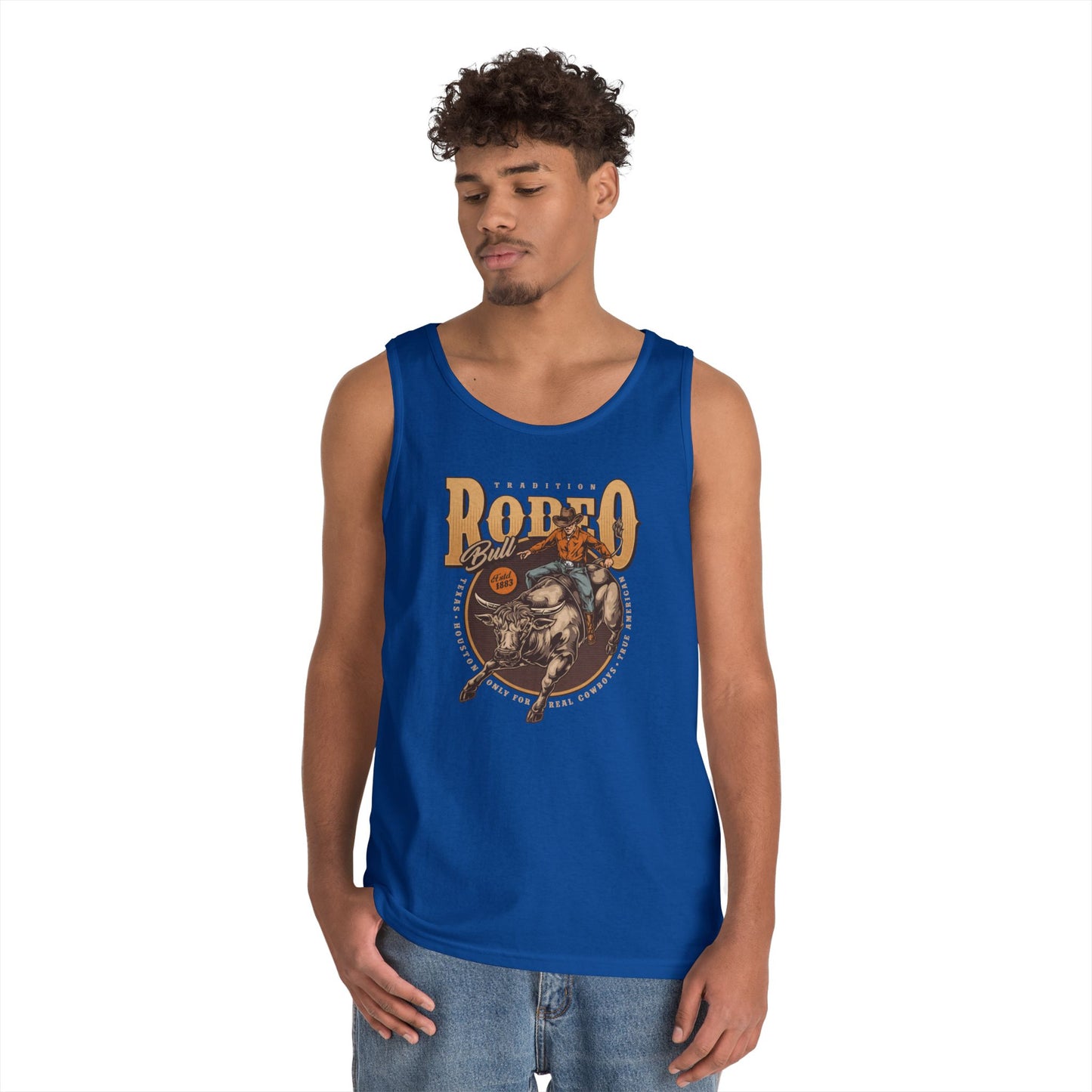 Unisex Heavy Cotton Tank Top - Tradition Rodeo Bull - Real Cowboys