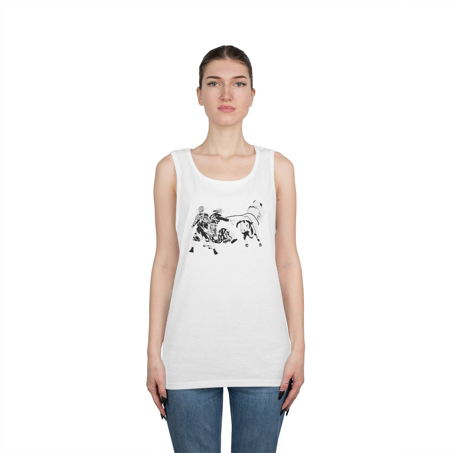 Unisex Heavy Cotton Tank Top - Clowns and Bull - BW