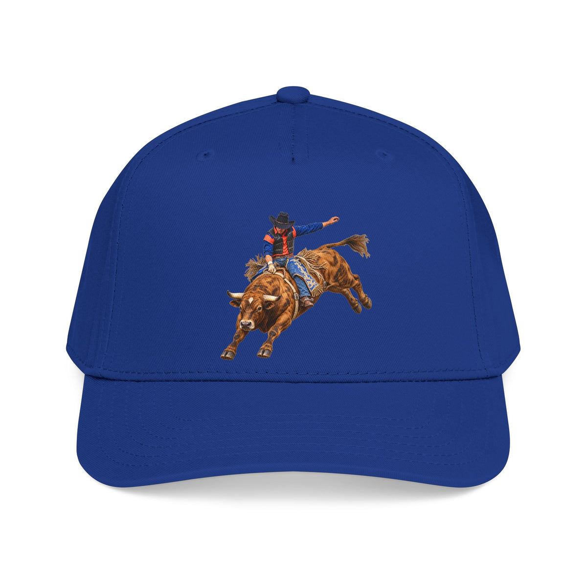 Mid Profile Baseball Cap — Cowboys - Bull Rider - Oblique - without Text - 3D Transparent