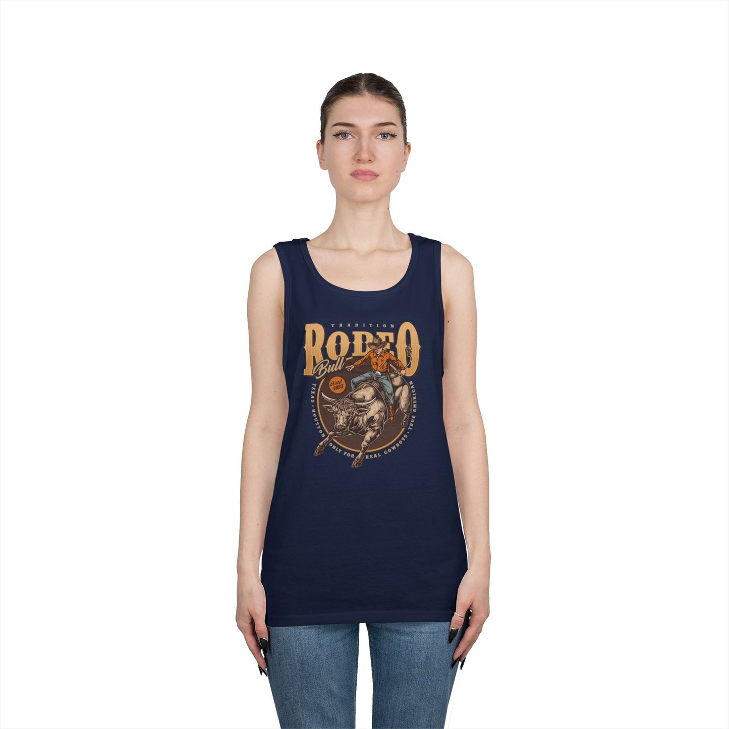 Unisex Heavy Cotton Tank Top - Tradition Rodeo Bull - Real Cowboys