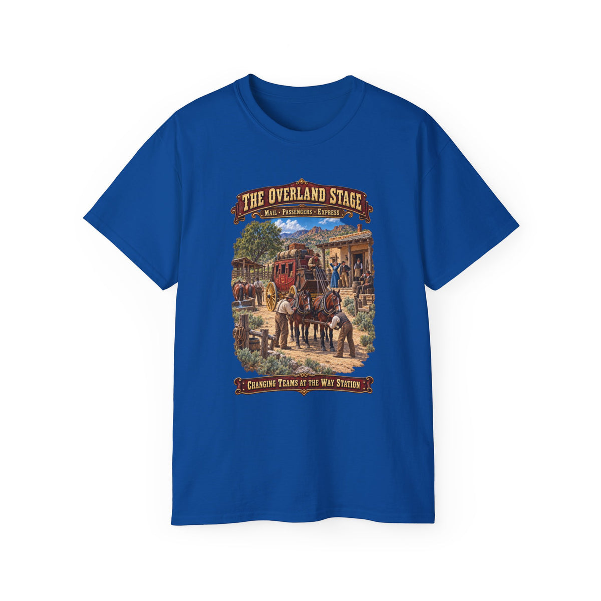 Unisex Ultra Cotton Tee - Overland Stage - Changing Teams at the Way Station - 3D - Enhanced