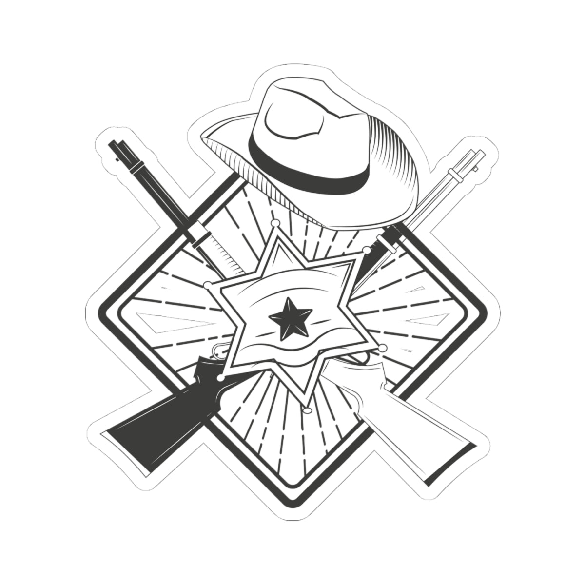 Kiss-Cut Stickers - Vintage Cowboy w Rifles and Hat