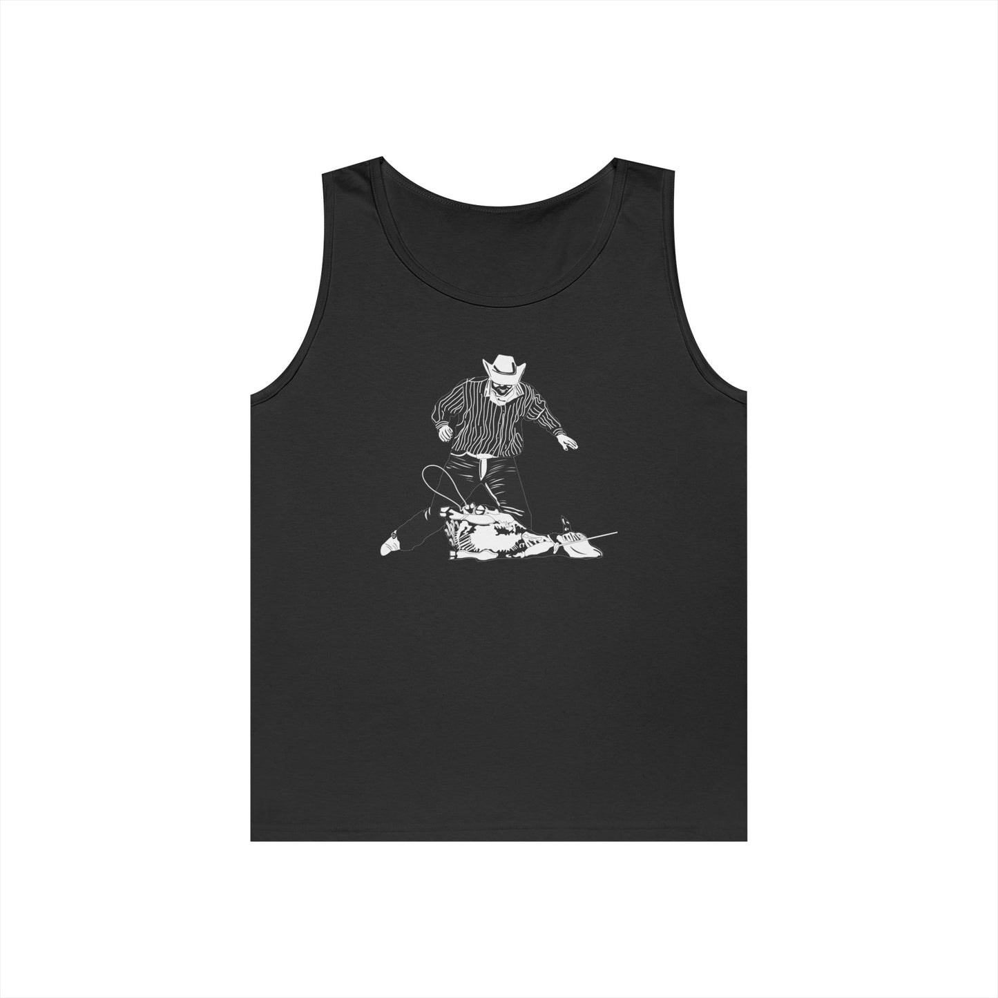 Unisex Heavy Cotton Tank Top - Calf Roping - BW