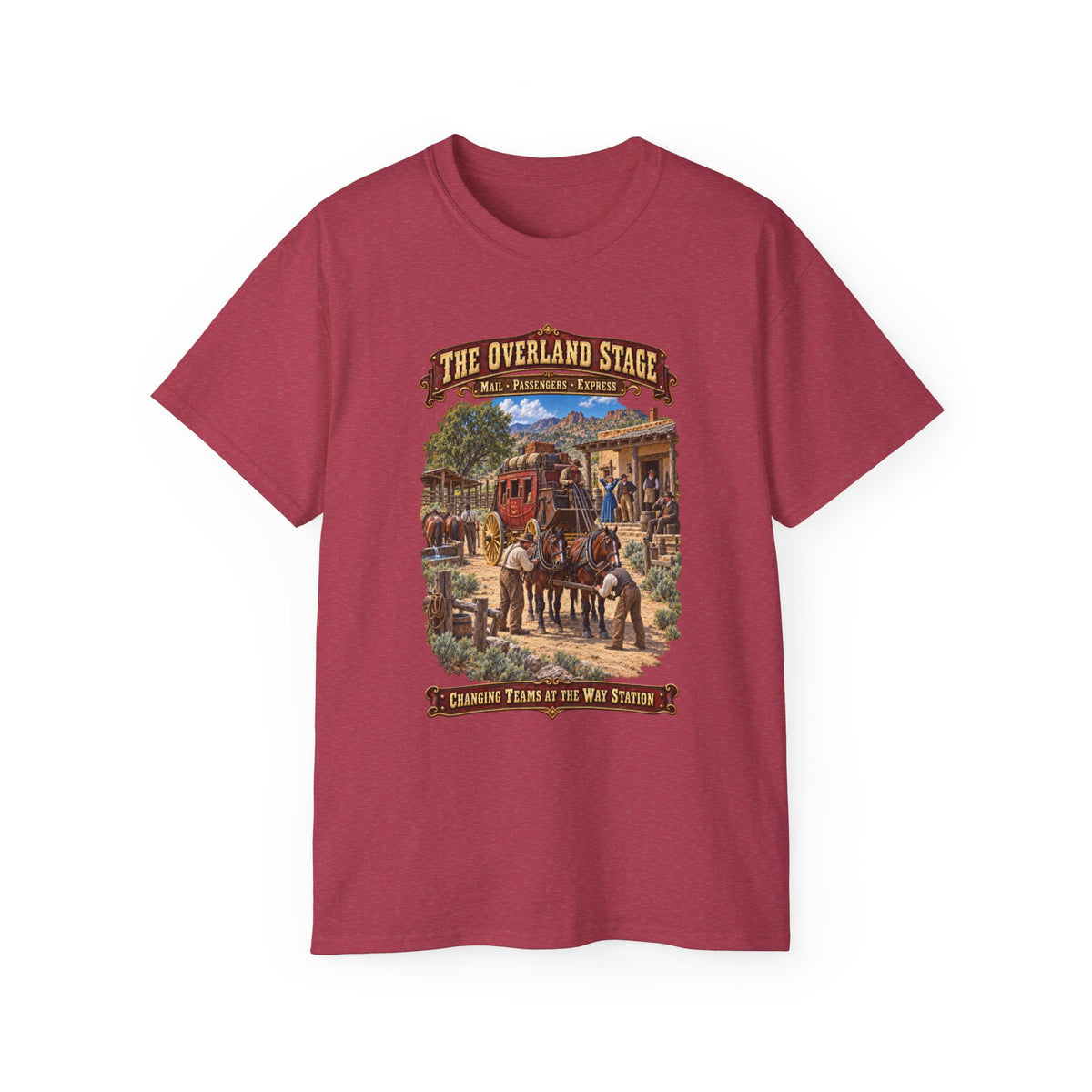 Unisex Ultra Cotton Tee - Overland Stage - Changing Teams at the Way Station - 3D - Enhanced