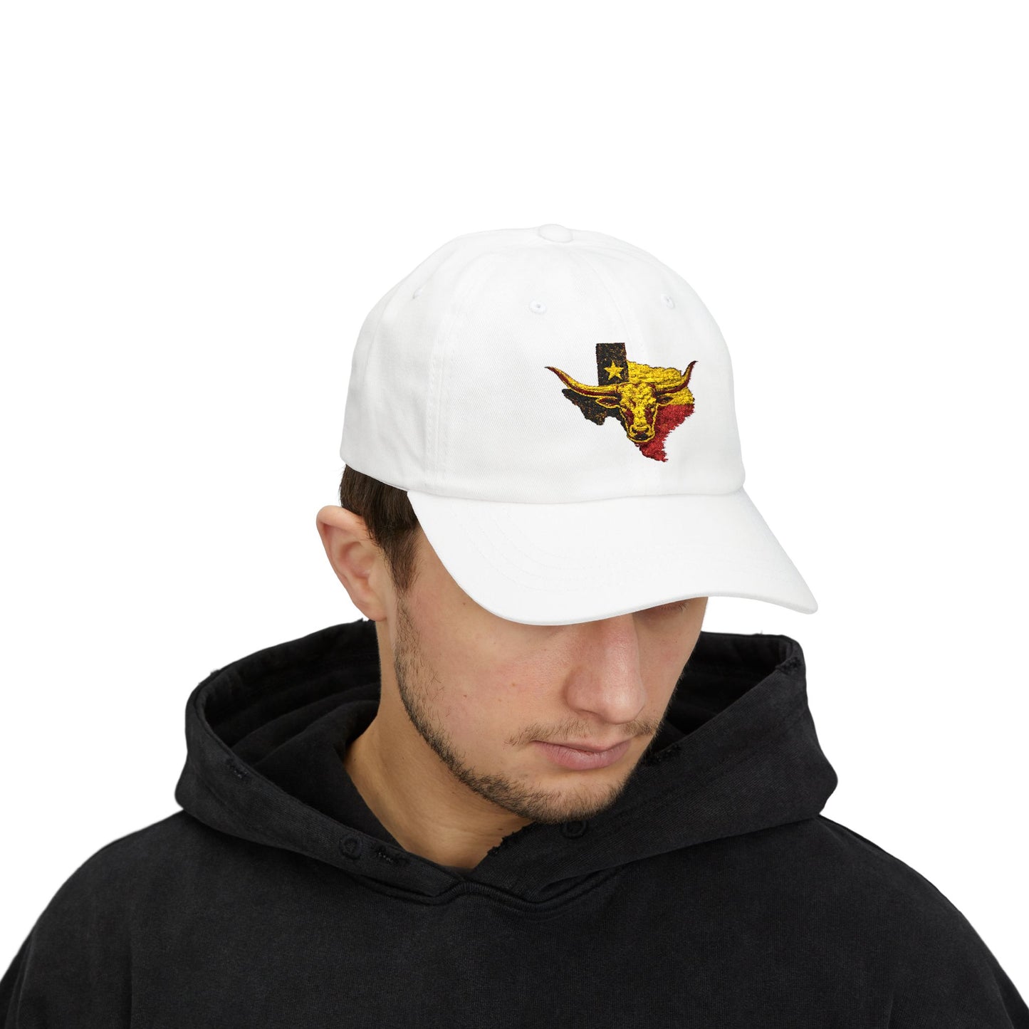 Texas Longhorn Dad Cap – Embroidered Texas Flag Steer Hat