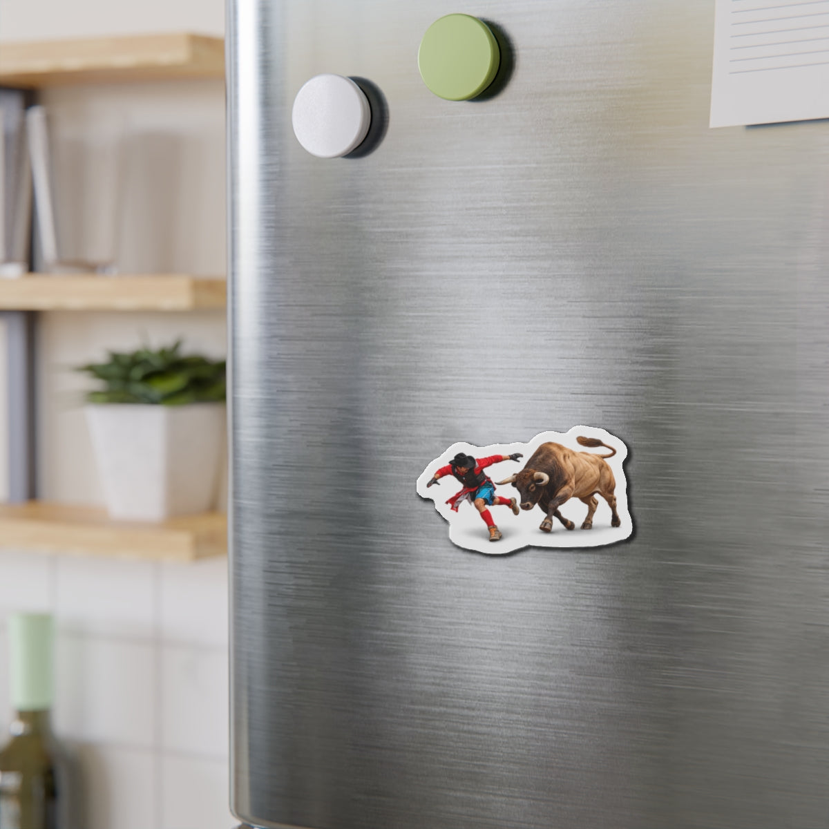 Die-Cut Magnets — Cowboys - Bull Chasing Clown - without Text - 3D Transparent