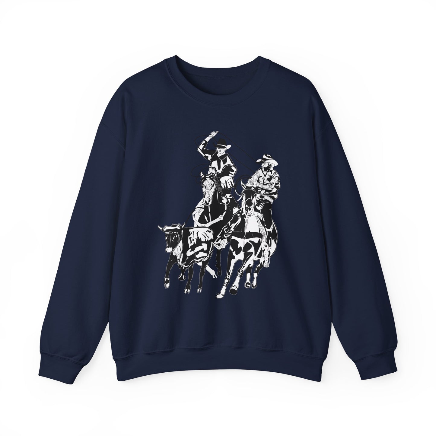 Crewneck Sweatshirt - California Rodeo - Salinas Team Roping - BW