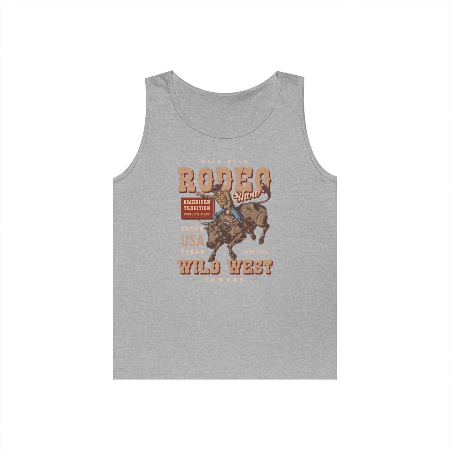 Unisex Heavy Cotton Tank Top - American Tradition Wild Bull Rodeo Show - Wild West Cowboy, Texas