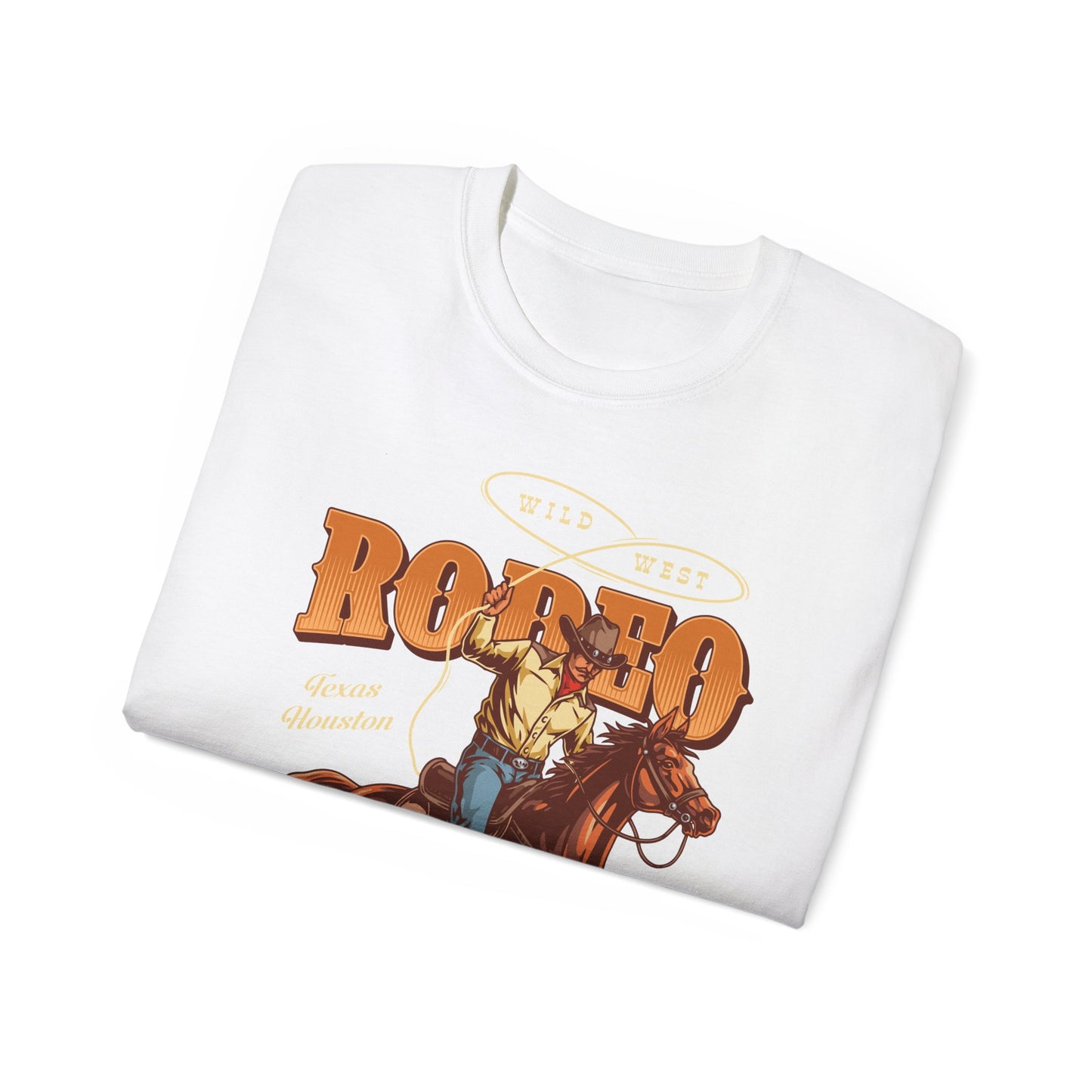 Unisex Ultra Cotton Tee - Wild West - Houston, Texas - American Rodeo Cowboy