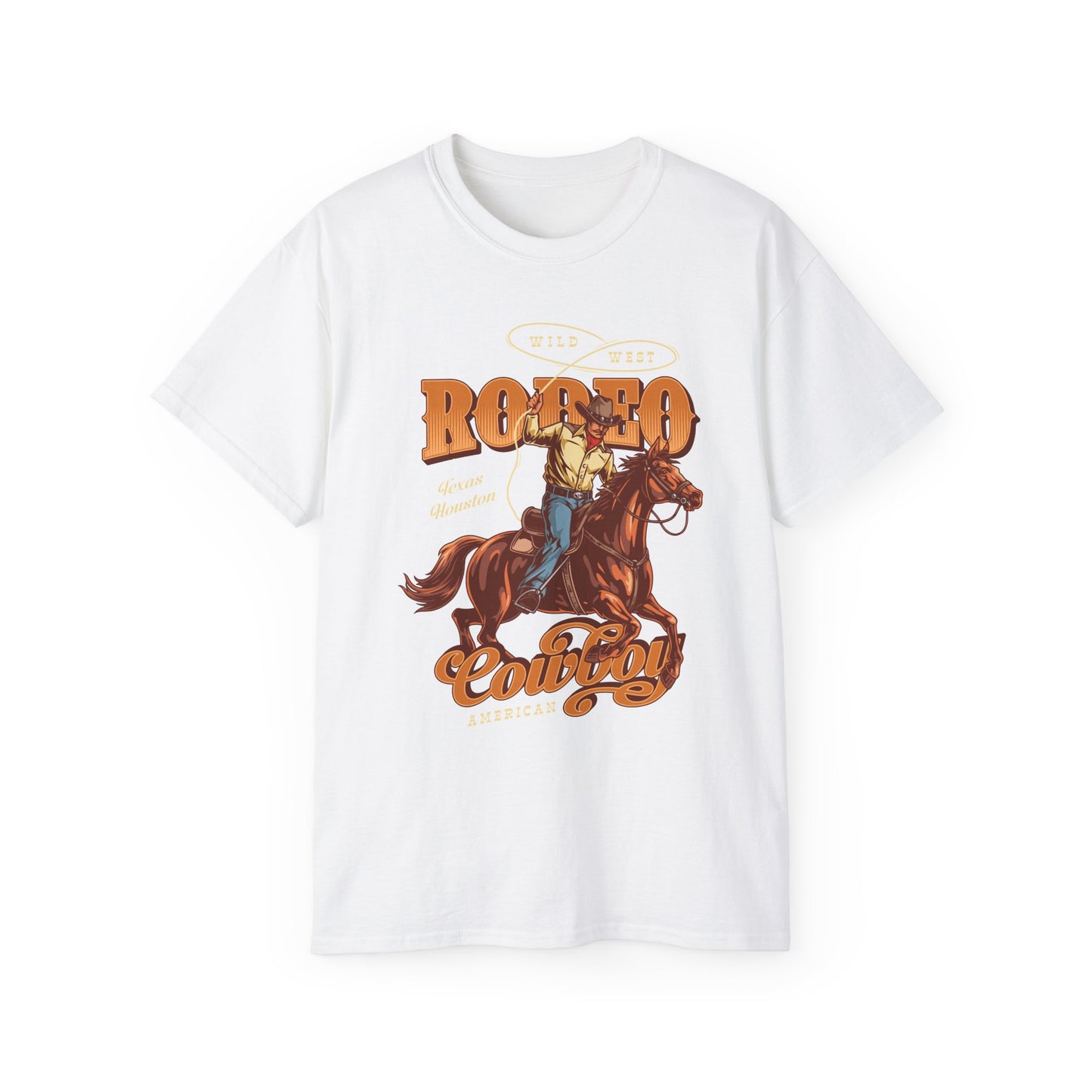 Western Rodeo Cowboy Tee - Fun Casual Shirt for Rodeo Fans, Gift for Country Lovers, Festival Outfit, Everyday Wear, Rodeo Apparel - Wild West - Houston, Texas - American Rodeo Cowboy