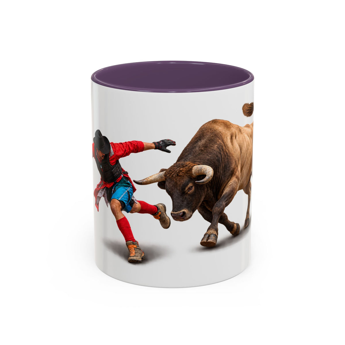 Accent Coffee Mug (11, 15oz) - Rodeo - Bull and Clown - 3D