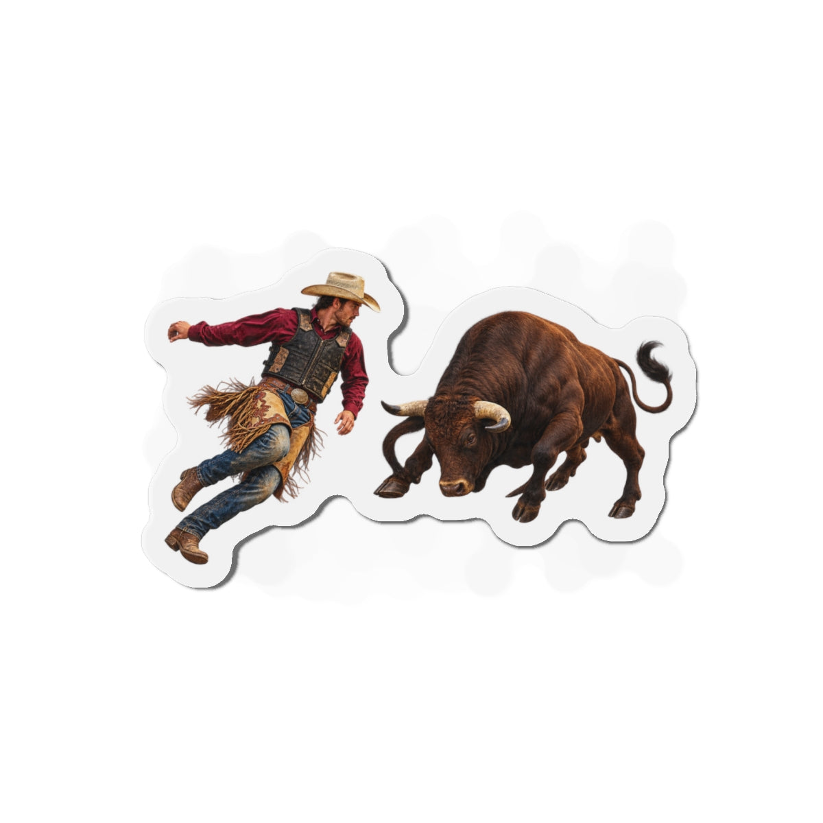 Die-Cut Magnets — Cowboys - Cowboy and Bull - Color - 3D Transparent