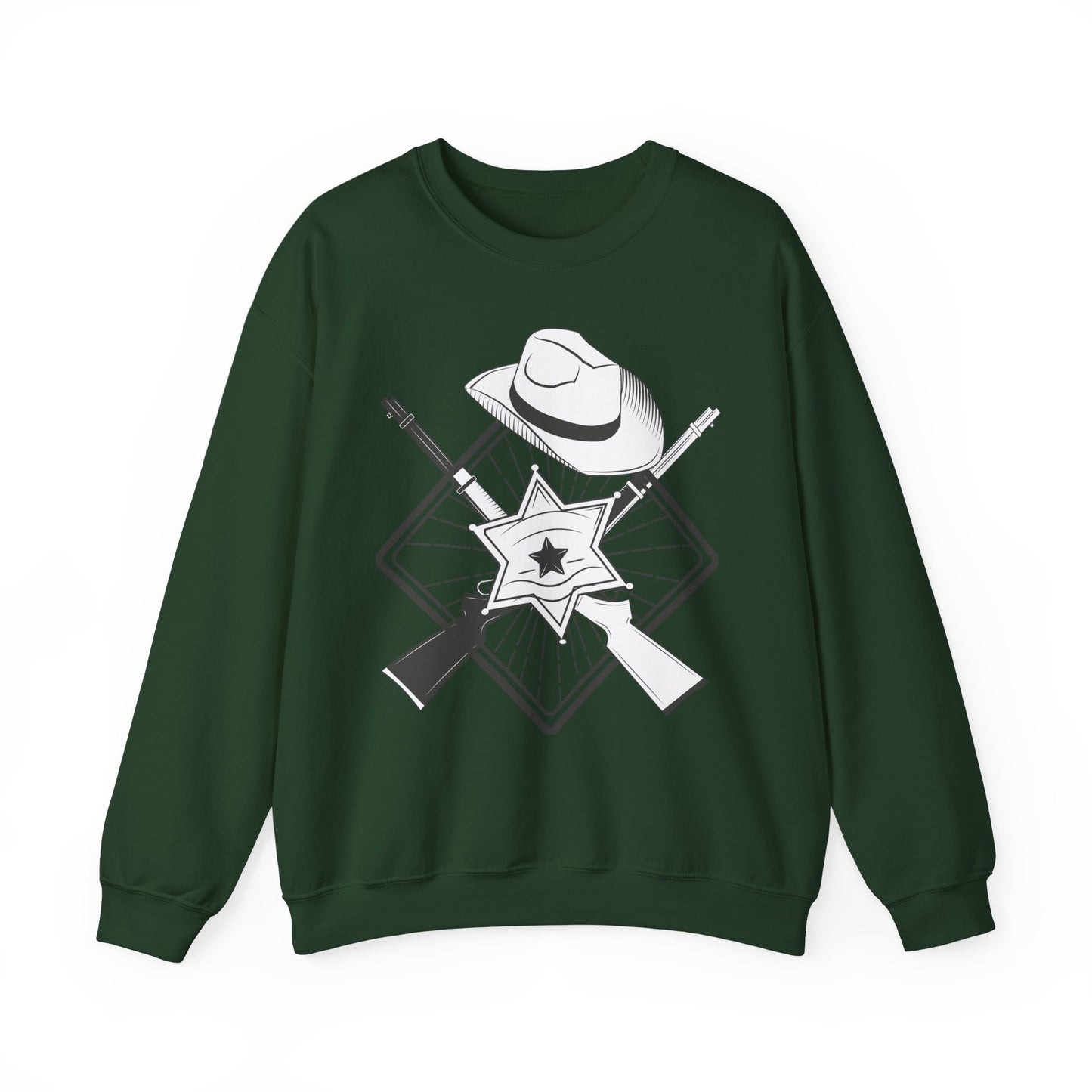 Crewneck Sweatshirt - Vintage Cowboy w Rifles and Hat