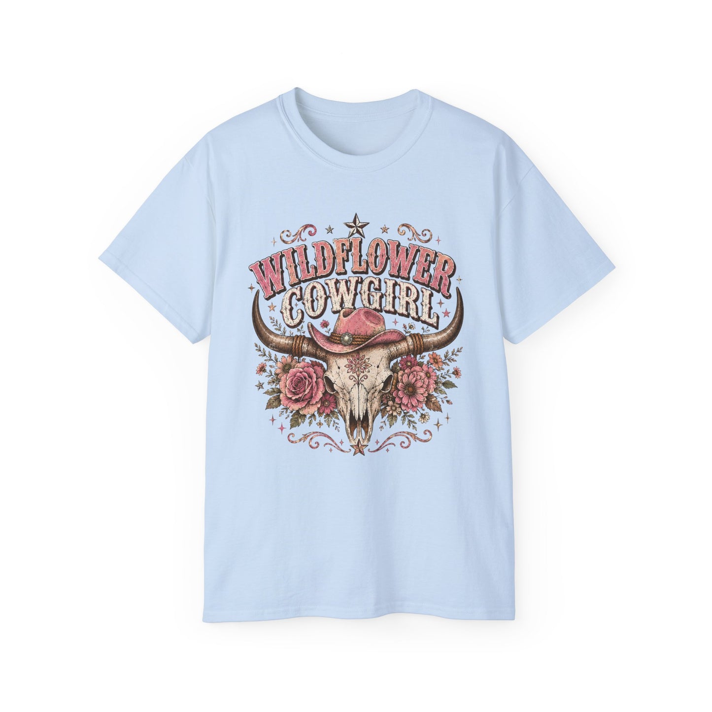 T-Shirt - Wildflower cowgirl with rustic charm