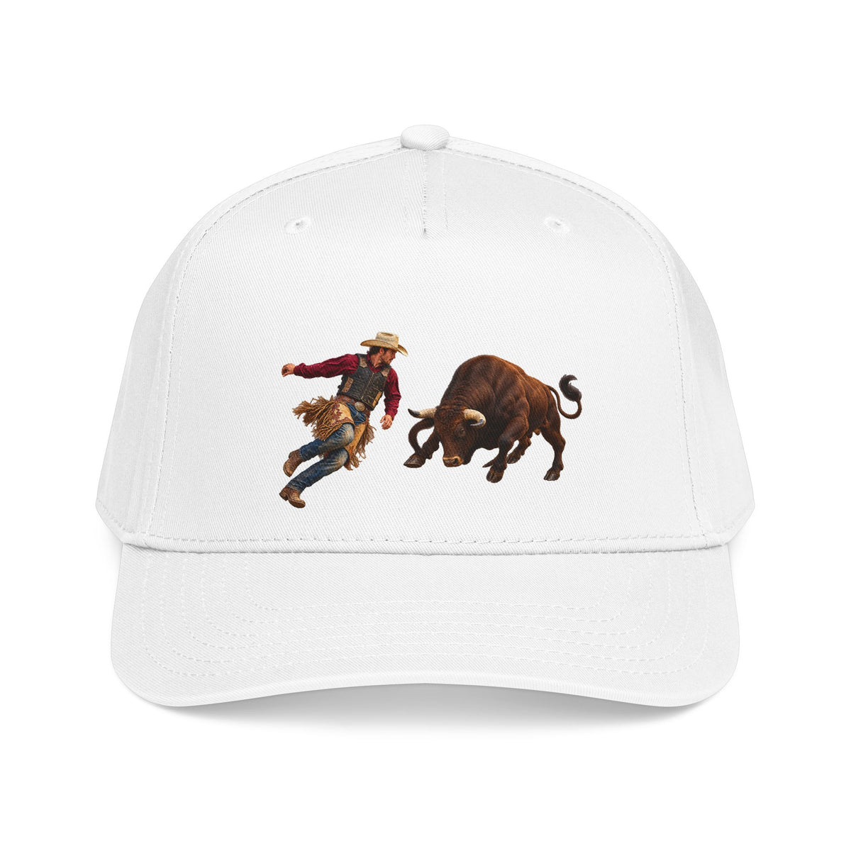 Mid Profile Baseball Cap — Cowboys - Cowboy and Bull - Color - 3D Transparent