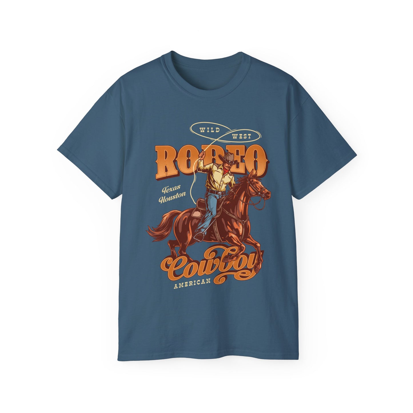Unisex Ultra Cotton Tee - Wild West - Houston, Texas - American Rodeo Cowboy