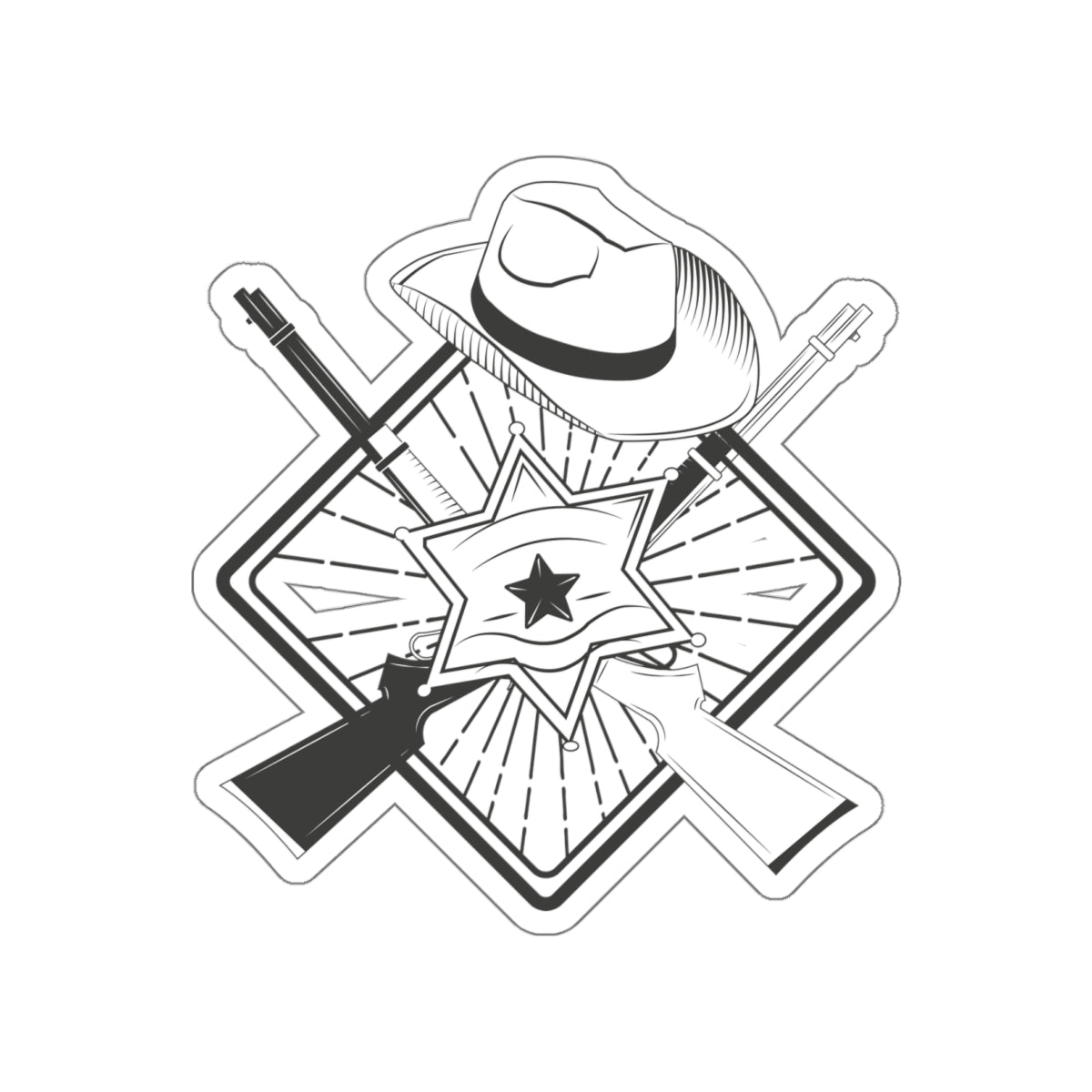Die-cut stickers - Vintage Cowboy w Rifles and Hat