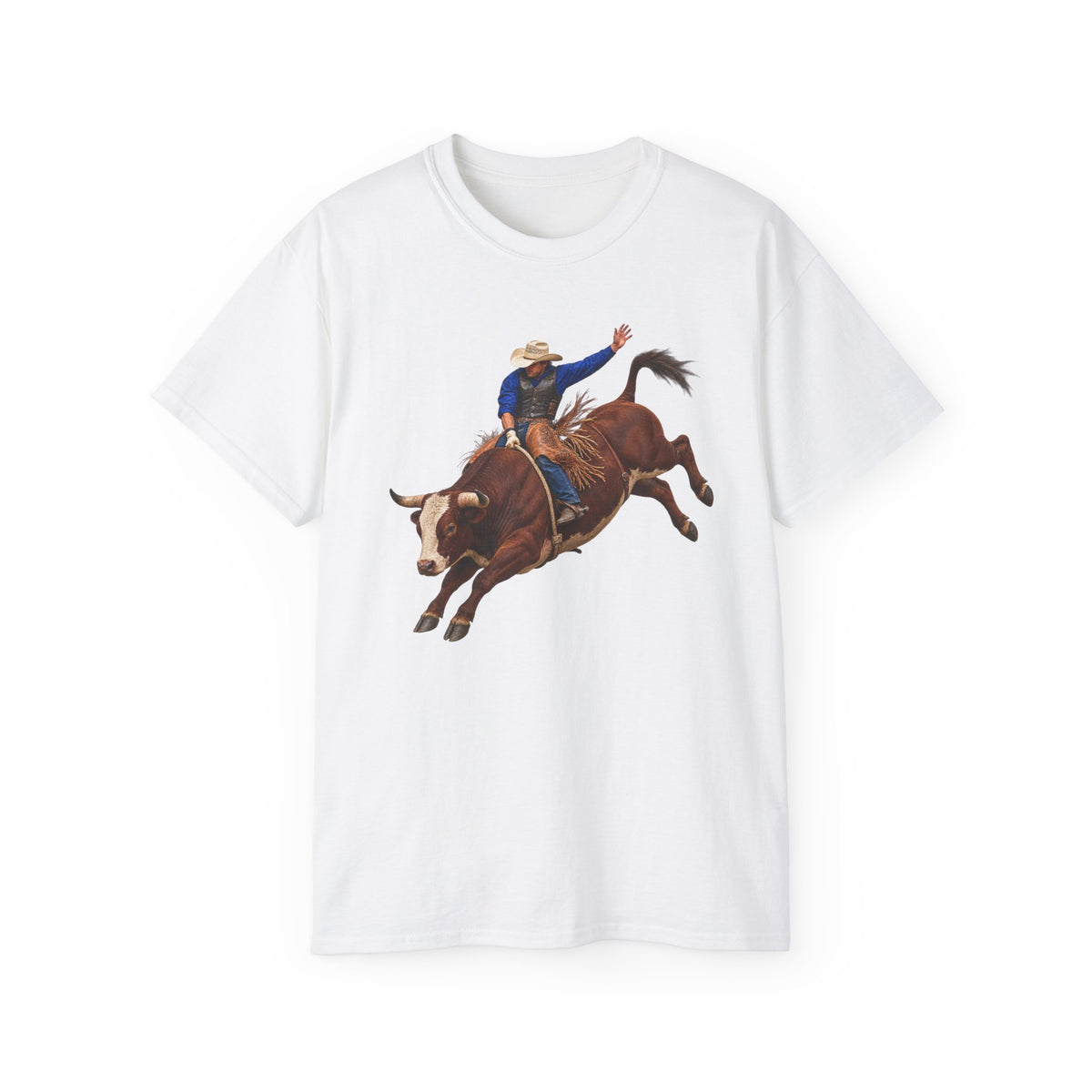 Unisex Ultra Cotton Tee - Cowboys - Bull Rider - Mid Ride - without Text - 3D Transparent