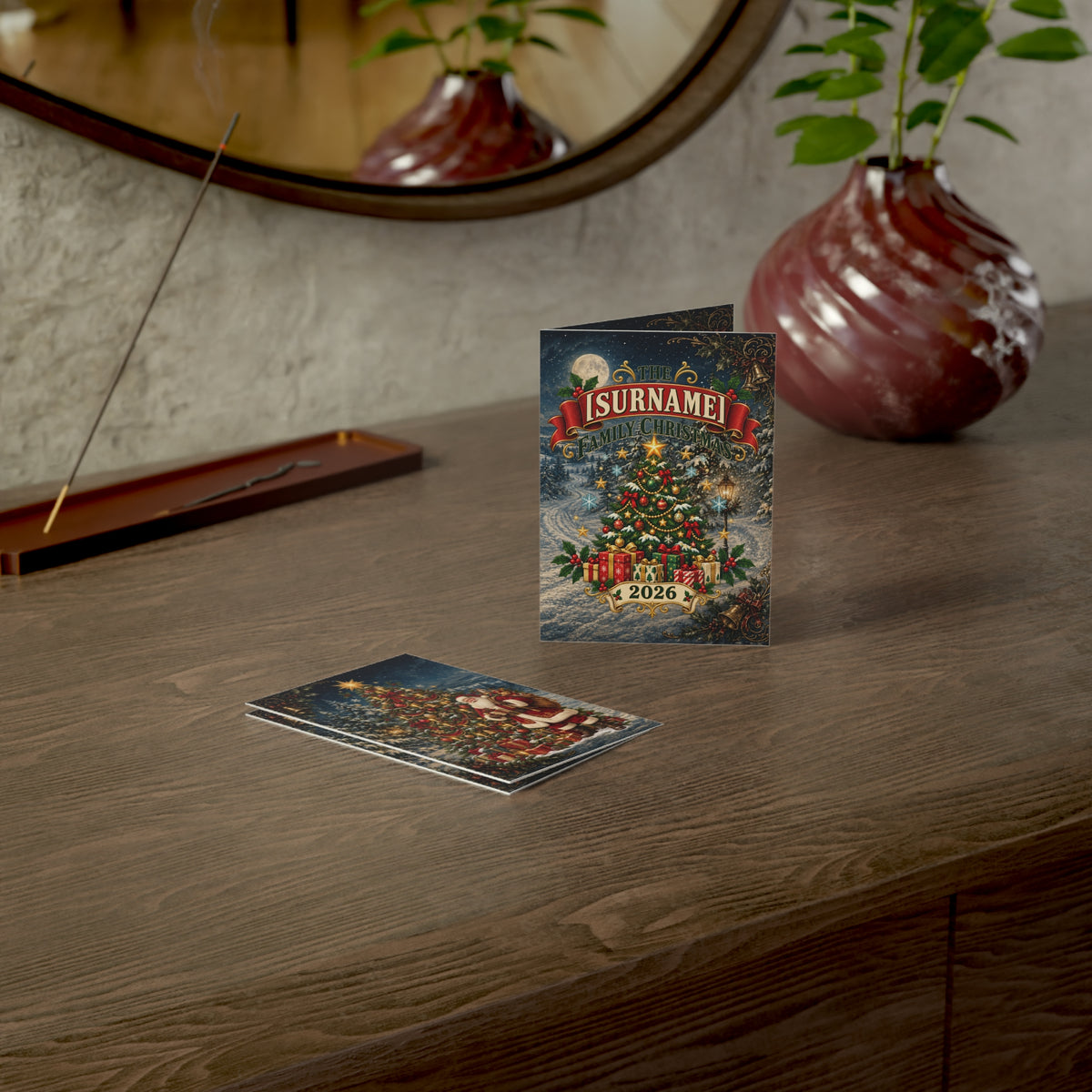 Personalized Family Christmas Tree Card Greeting Cards