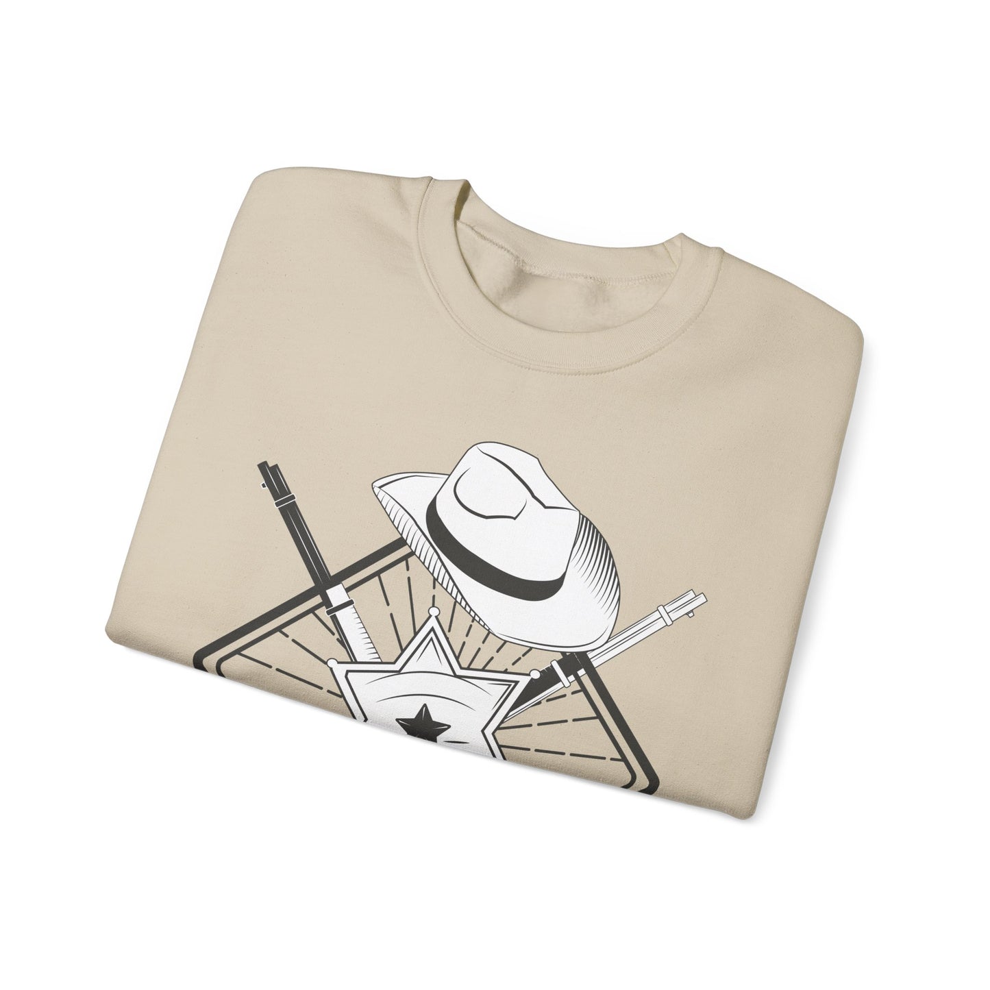 Crewneck Sweatshirt - Vintage Cowboy w Rifles and Hat