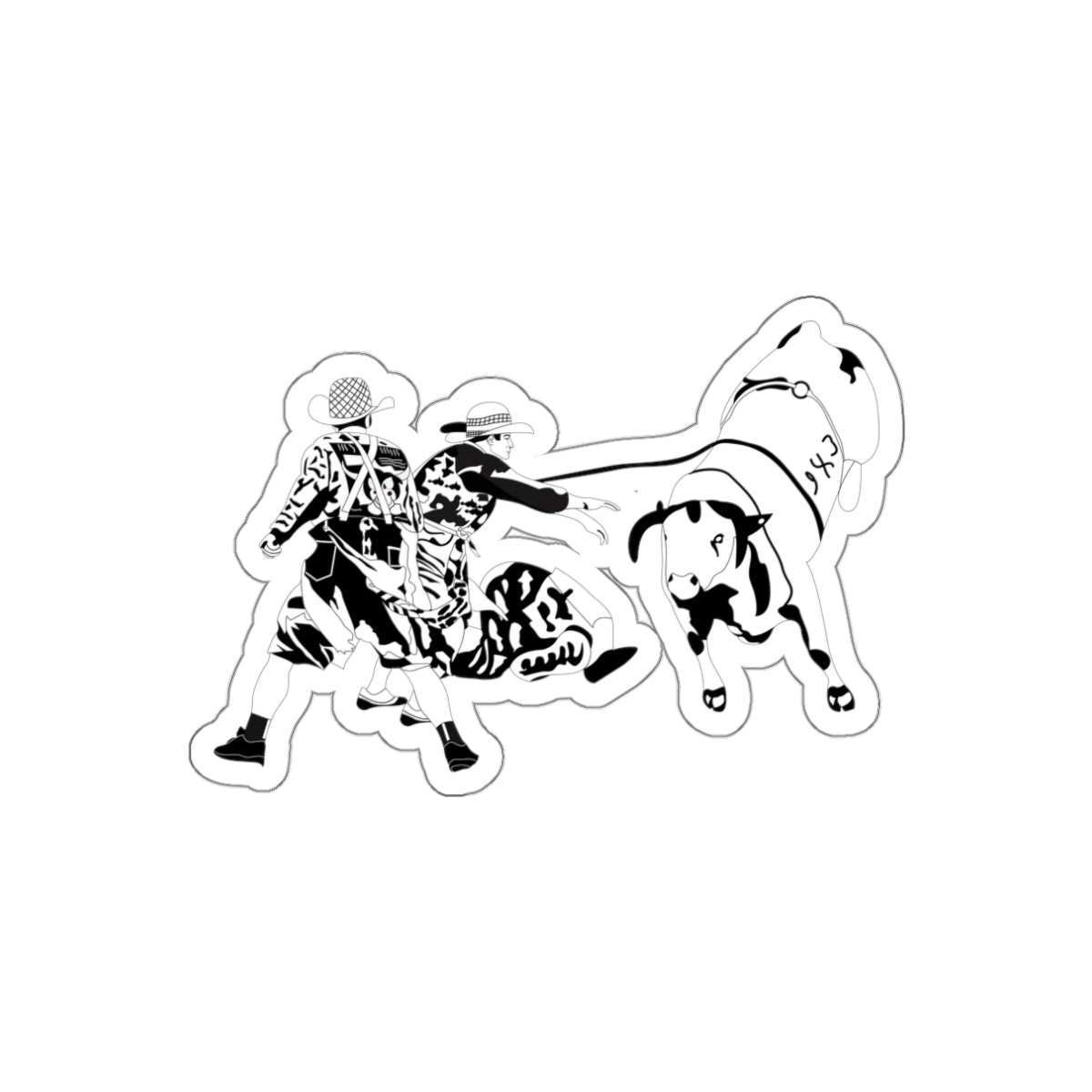 Die-cut stickers - Clowns and Bull - BW
