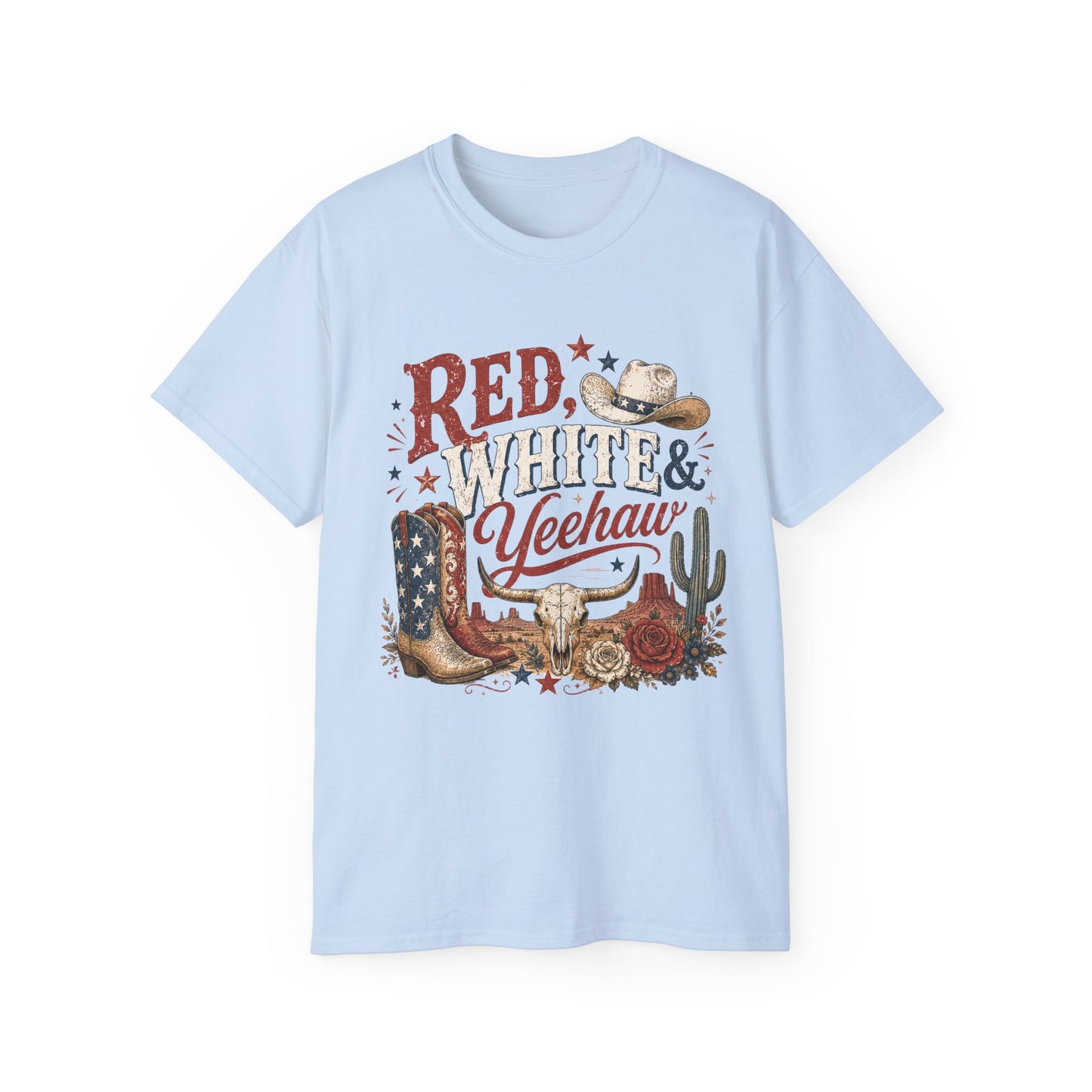 T-Shirt - Red, white & yeehaw in the desert