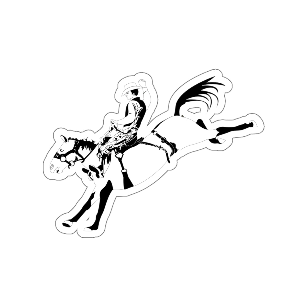 Die-cut stickers - Cowboy - Bronco Buster - BW