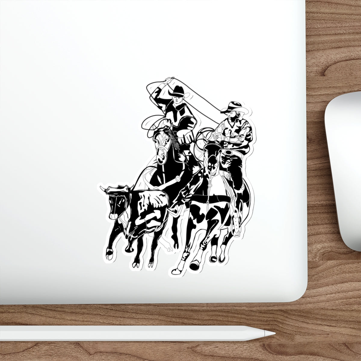 Die-cut stickers - California Rodeo - Salinas Team Roping - BW