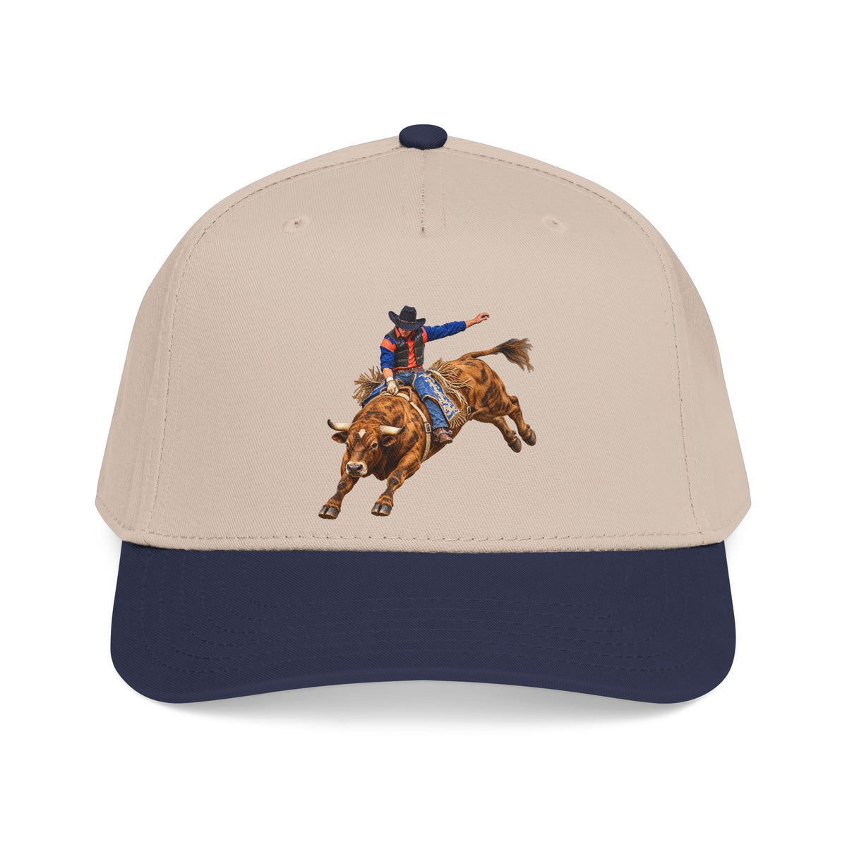 Mid Profile Baseball Cap — Cowboys - Bull Rider - Oblique - without Text - 3D Transparent