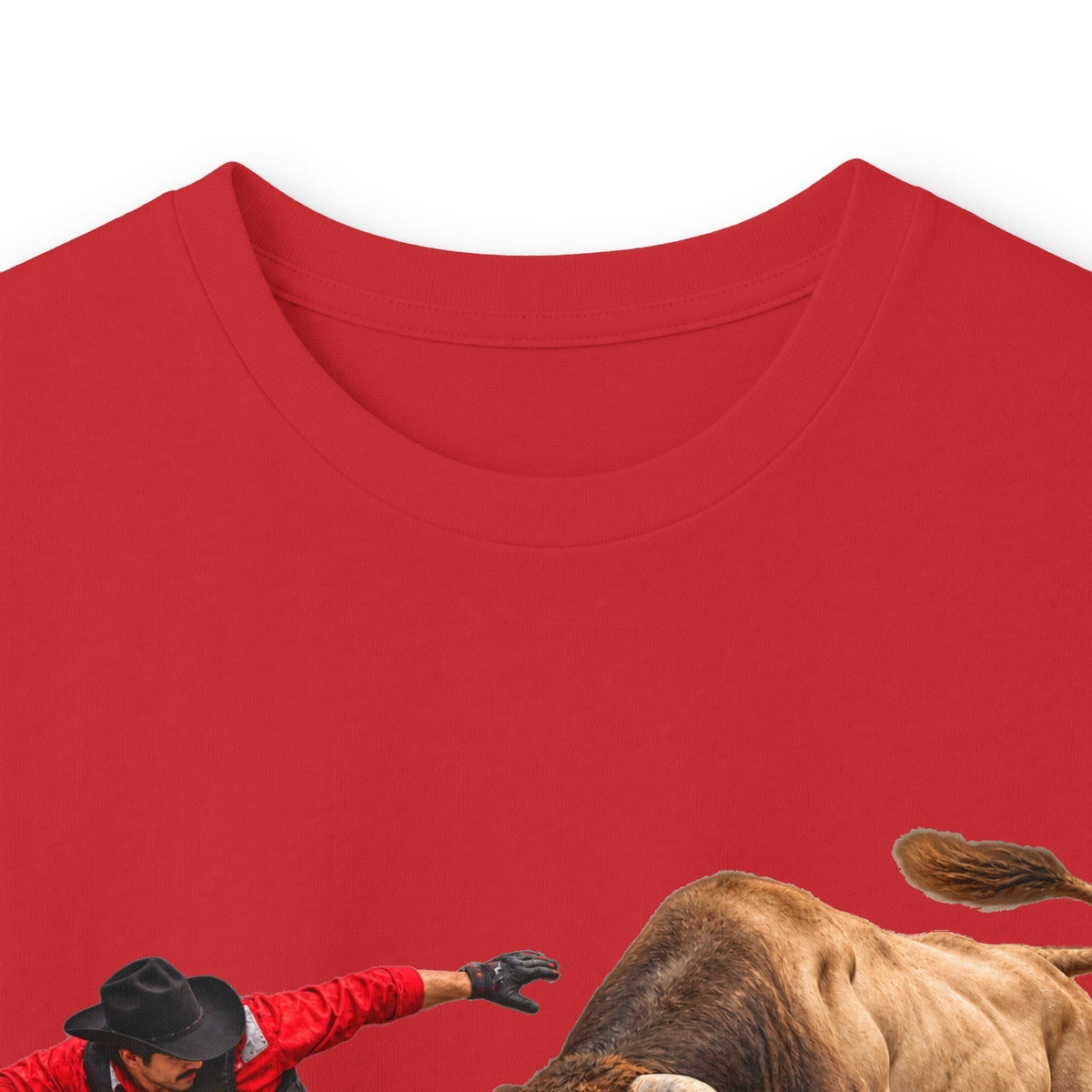 Unisex Ultra Cotton Long Sleeve Tee - Cowboys - Bull Chasing Clown - Ground Shadow - without Text - 3D Transparent