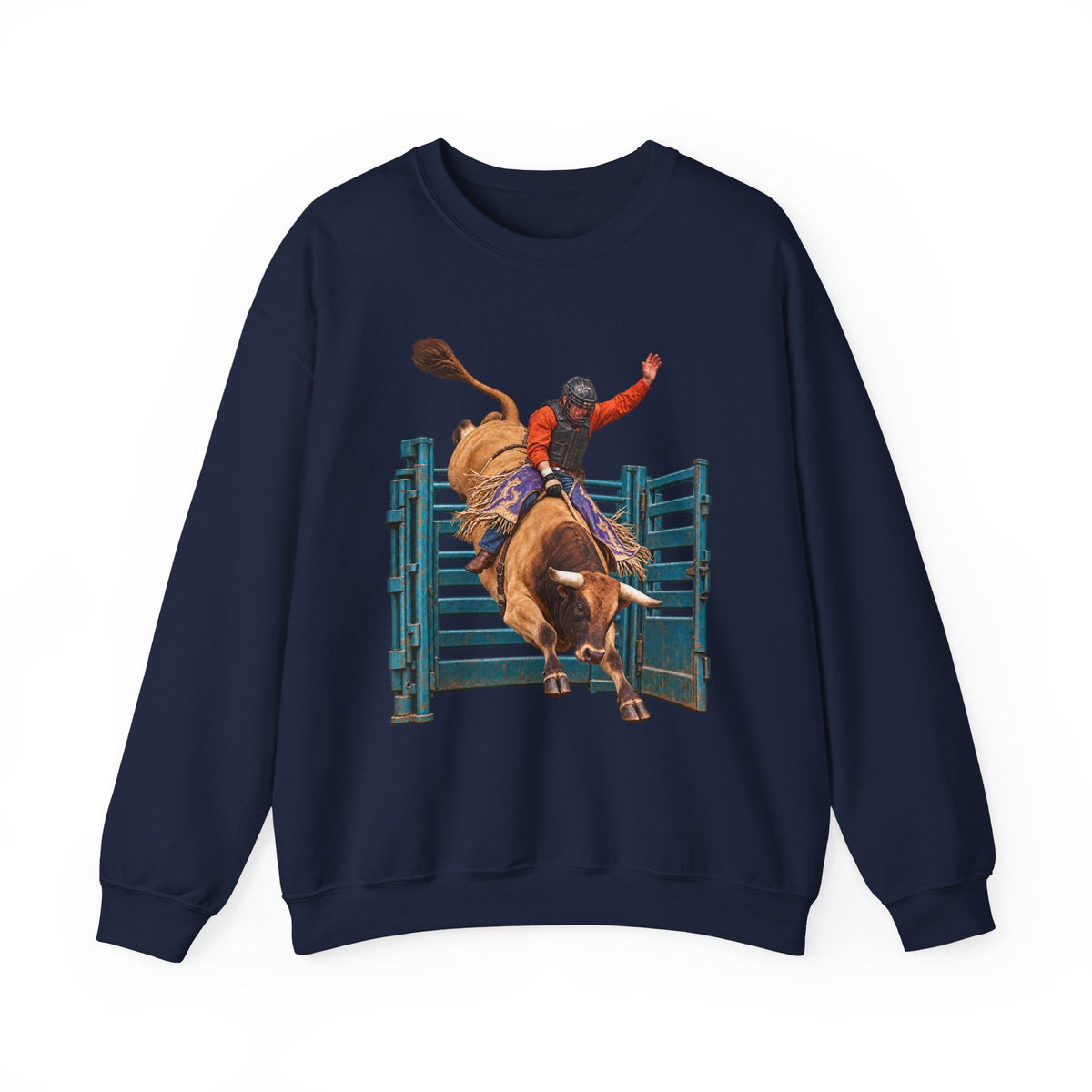 Crewneck Sweatshirt - Cowboys - Bull Rider - Out of the Chute - without Text - 3D Transparent