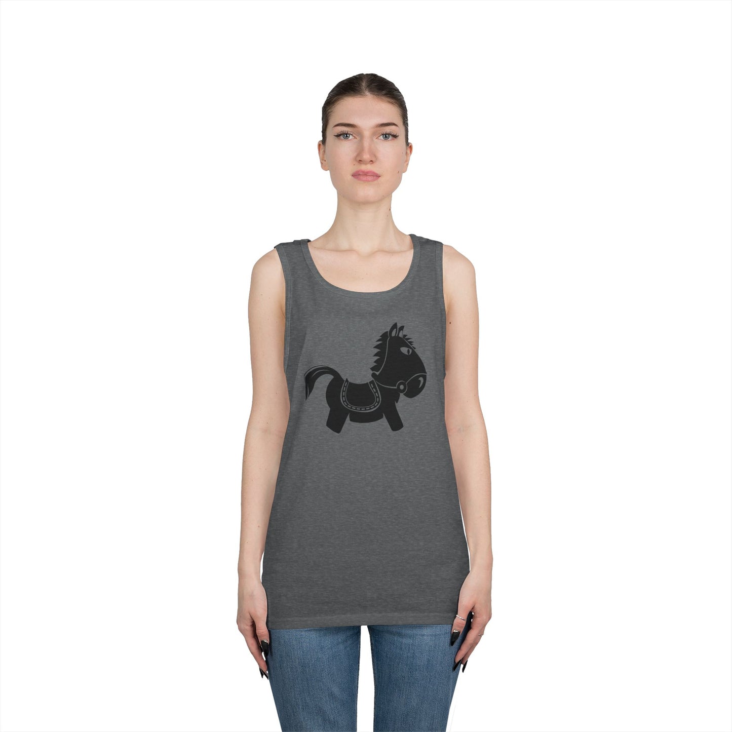 Unisex Heavy Cotton Tank Top - Kids Rocking Horse X 300