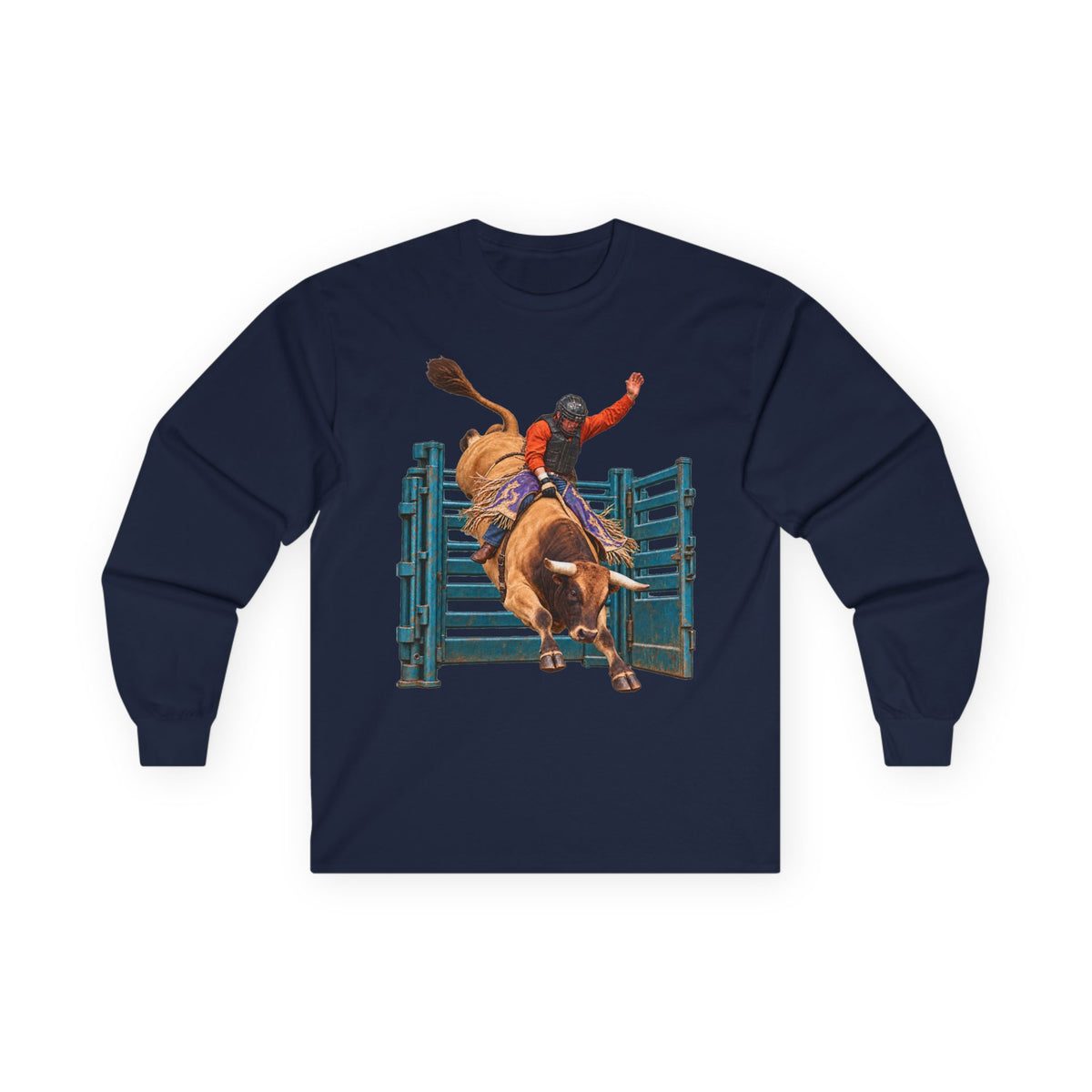 Unisex Ultra Cotton Long Sleeve Tee - Cowboys - Bull Rider - Out of the Chute - without Text - 3D Transparent