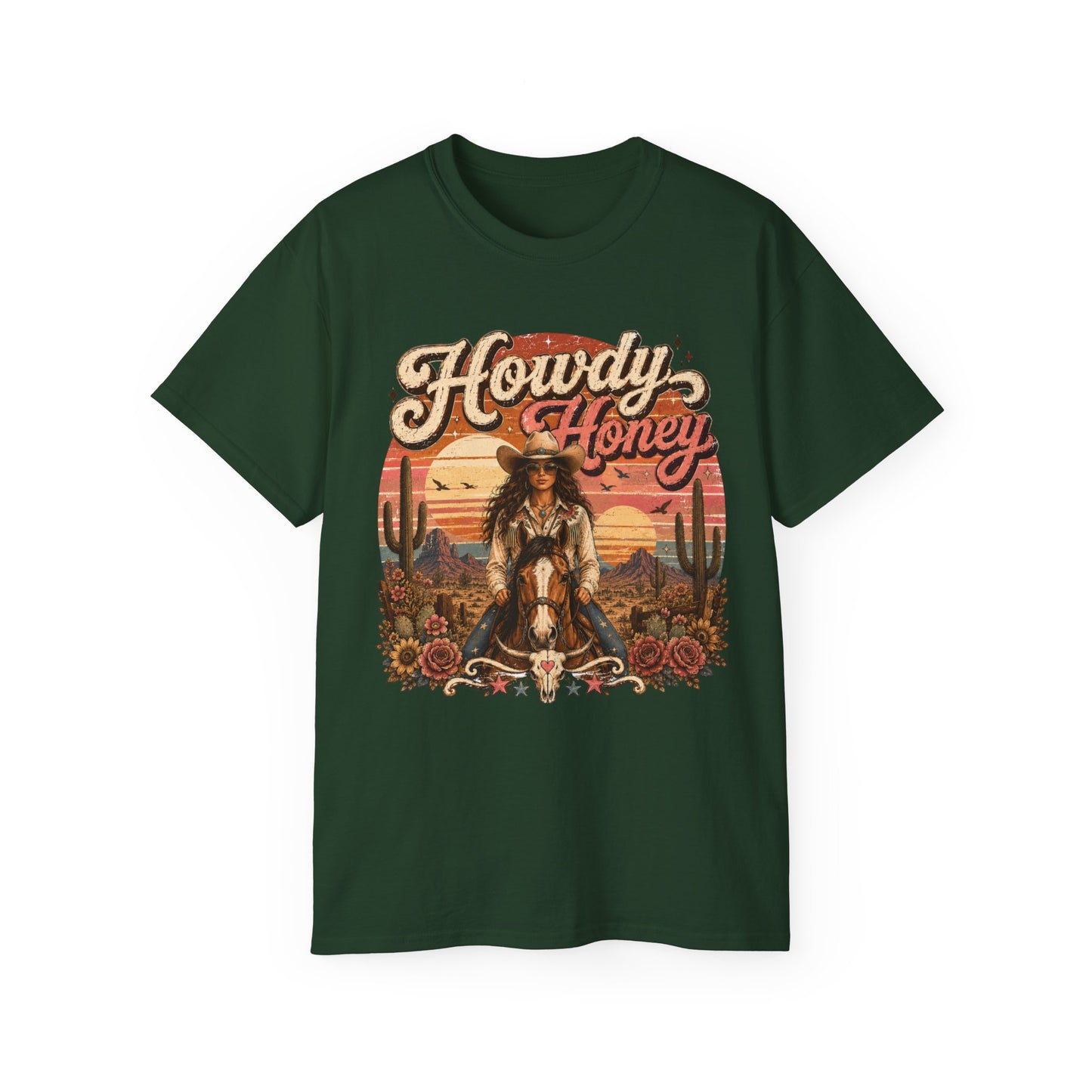 T-Shirt - Howdy honey cowgirl sunset vibes