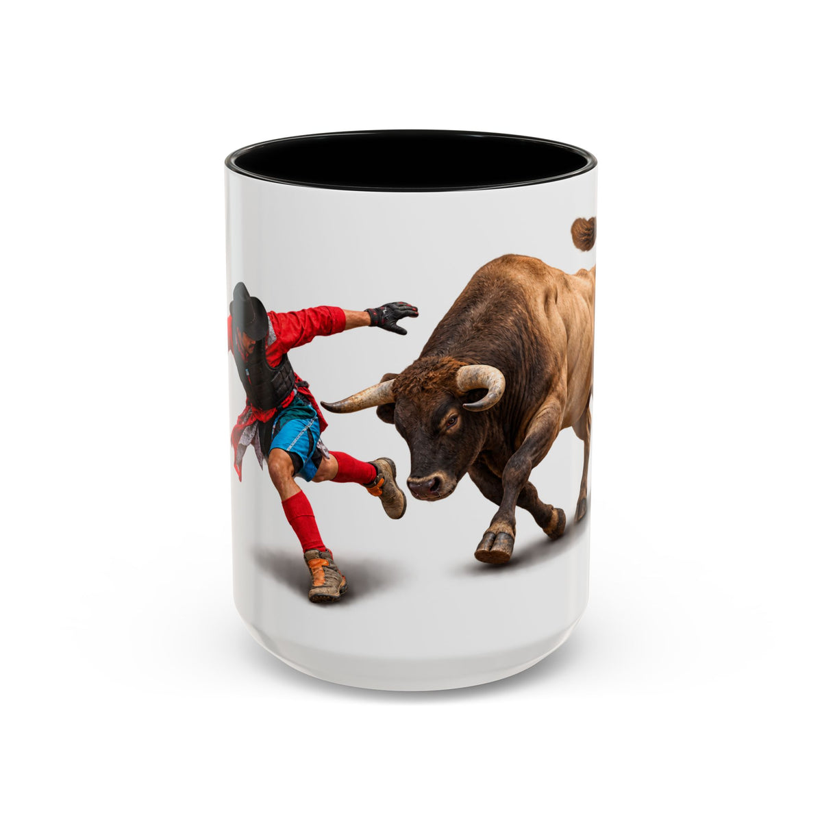 Accent Coffee Mug (11, 15oz) - Rodeo - Bull and Clown - 3D