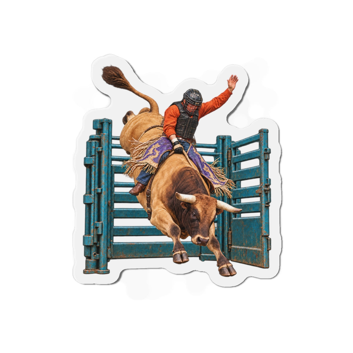 Die-Cut Magnets — Cowboys - Bull Rider - Out of the Chute - without Text - 3D Transparent